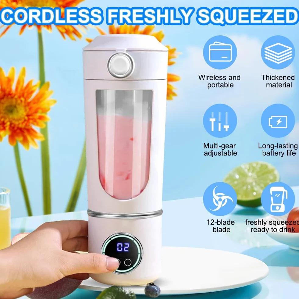 Przenośny mikser do smoothie 700 ml z 12 ostrzami ze stali nierdzewnej wyświetlacz cyfrowy