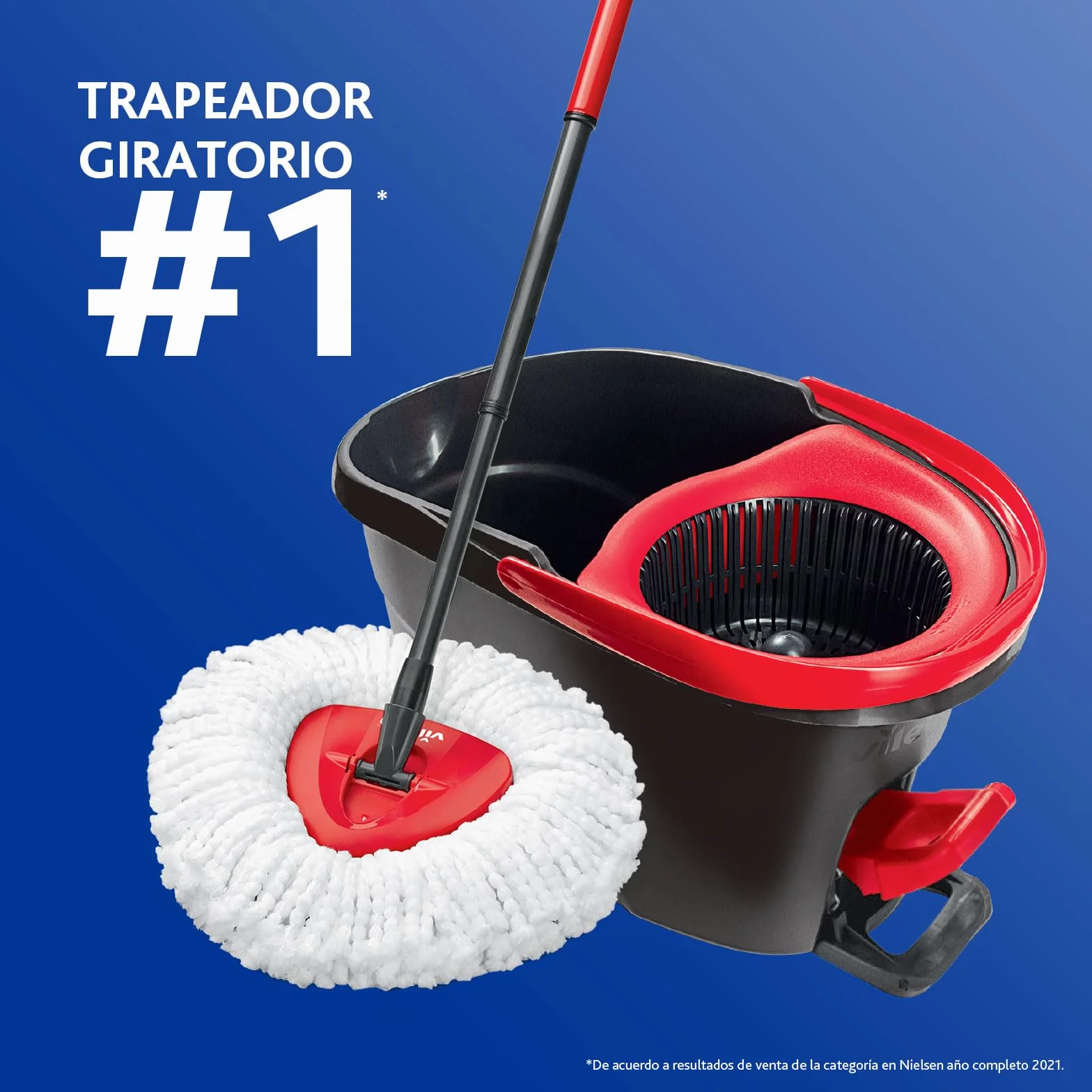 Vileda Easywring And Clean Mop i Wiadro, Czarny/Czerwony, 48 x 29 x 28 cm
