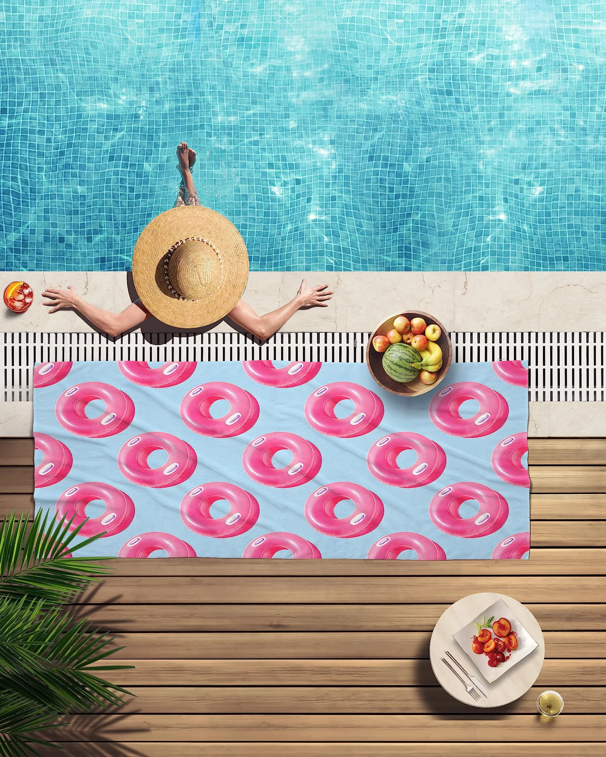 Torrex Gräfenstayn Ręcznik plażowy klasy premium, z mikrofibry, z guzikiem do zawieszenia 100 x 200 cm, Öko-Tex 100, lekki, bez piasku i szybkoschnący, ręcznik plażowy XXL, duży (tyre)
