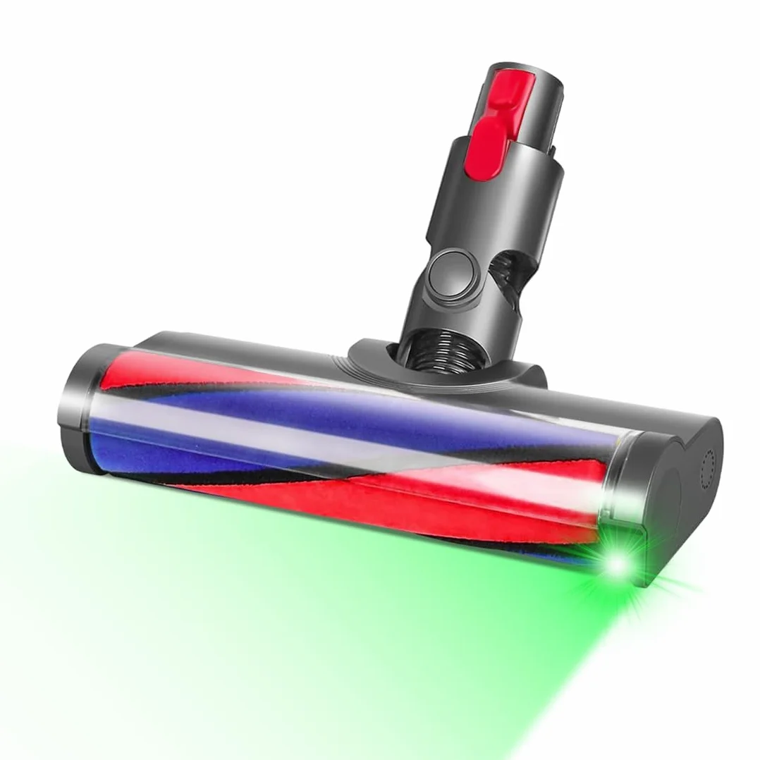 Miękka szczotka do podłóg z oświetleniem LED, głowica szczotki kompatybilna z odkurzaczem Dyson V7/V8/V10/V11/V15, do delikatnego czyszczenia wszystkich twardych podłóg.