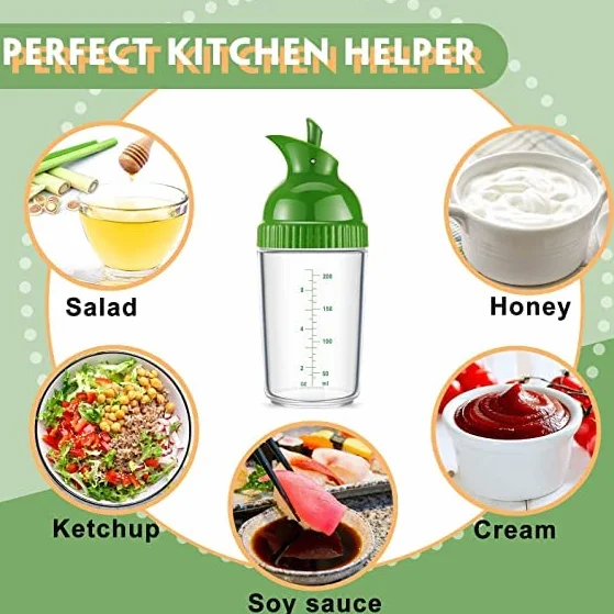 200 Ml Shaker do Sałatek Słoik do Sałatek Szczelny Mikser do Sałatek z Pokrywką do Kuchni(Zielony)