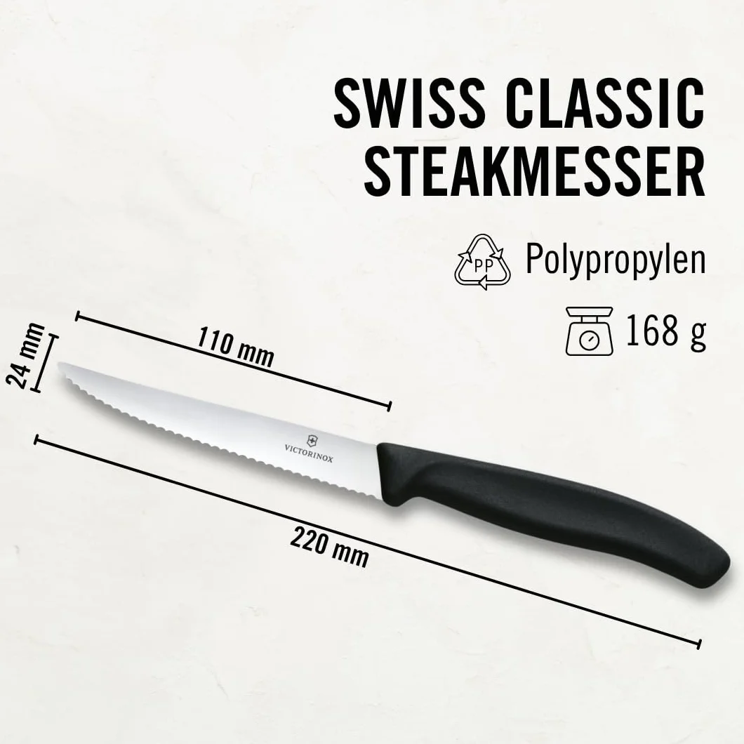 Victorinox Swiss Classic 6-częściowy zestaw noży do steków czarny 24 cm