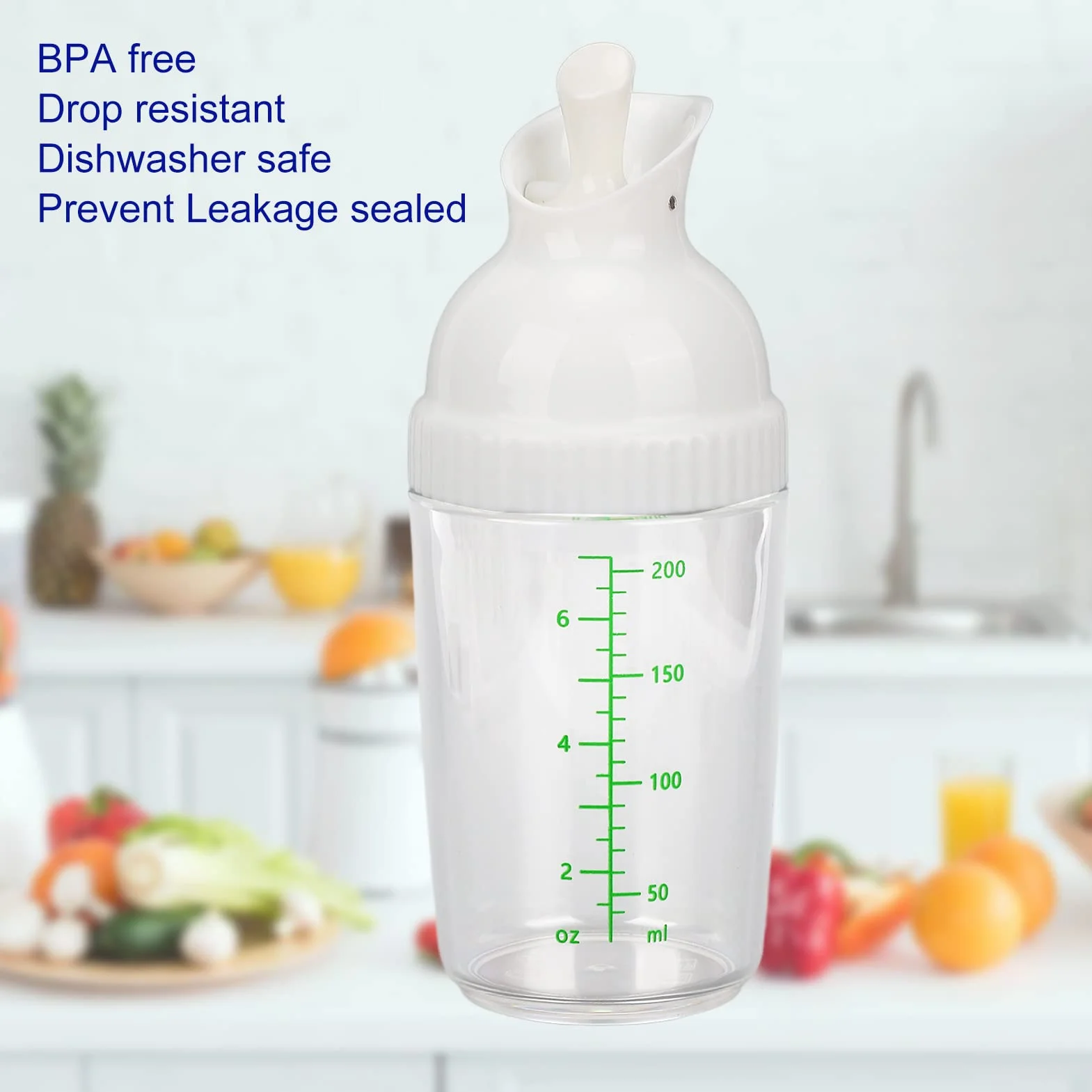 Shaker do sałatek 200 ml słoik z pokrywką zapobieganie wyciekom Biały