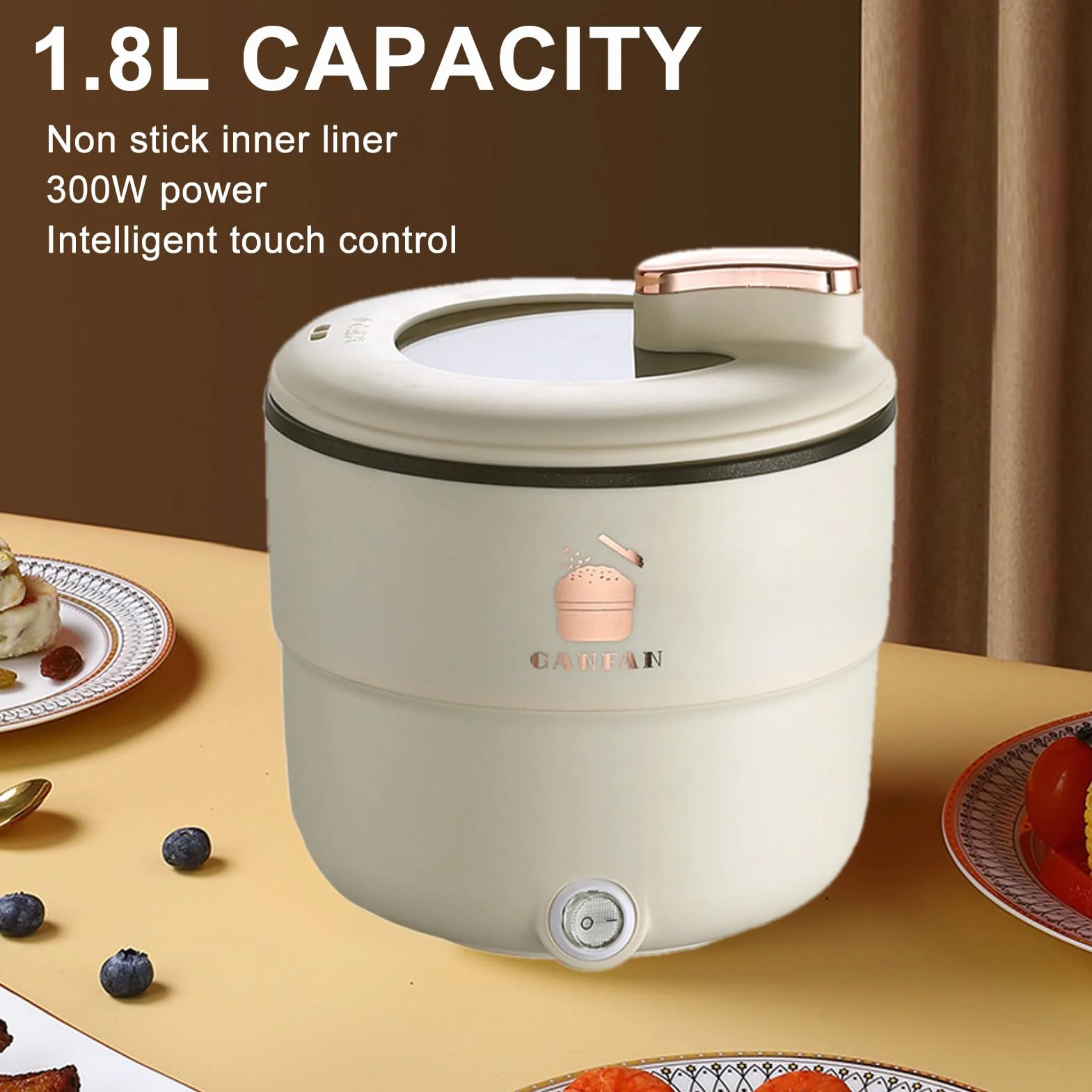 Gorący Garnek Elektryczny, Przenośna Kuchenka do Ramenu 1,8 L Patelnia z powłoką nieprzywierającą Kuchenka Elektryczna 300 W Rapid Noodles Garnek Elektryczny do Gotowania