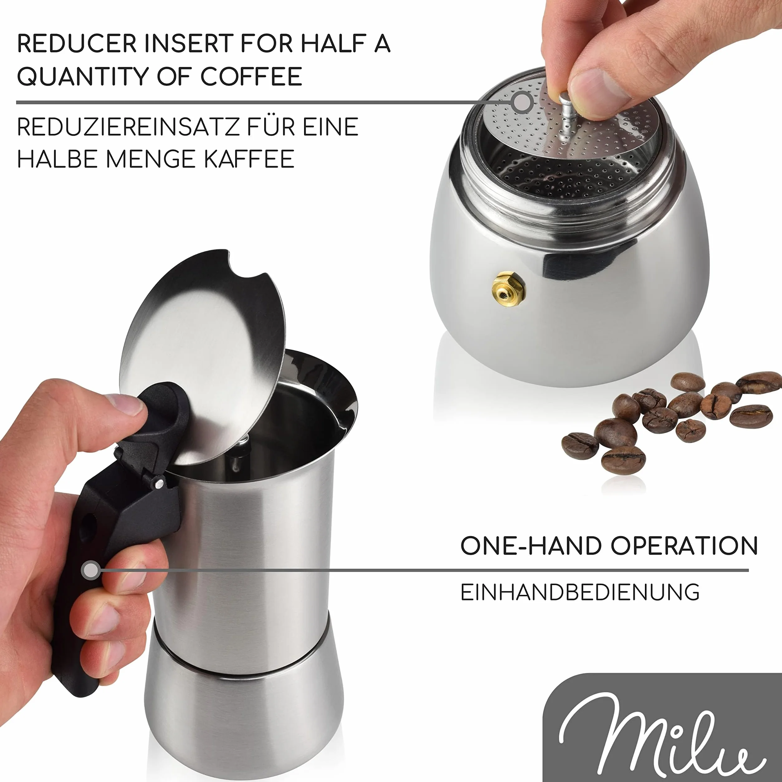Ekspres do kawy Milu stal nierdzewna 4 filiżanki 200 ml