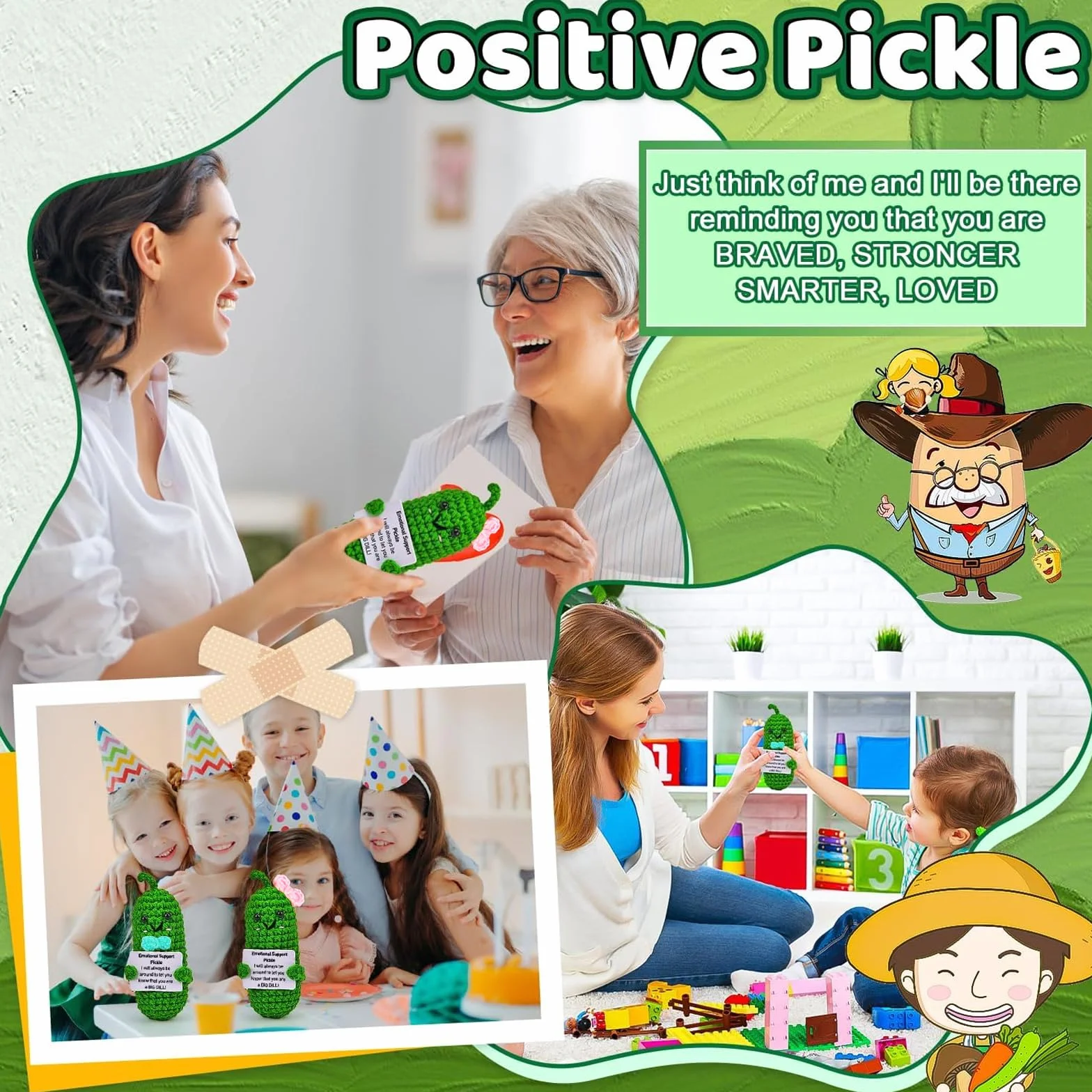 2 szt. Emotional Support Pickle, Mini Potato Positive Zabawna Lalka, Śliczna Mini Pozytywna Ziemniak Lalka Ziemniaków, Kreatywna Wełna Dzianinowa Lalka Ziemniaczana, Śmieszne Prezenty
