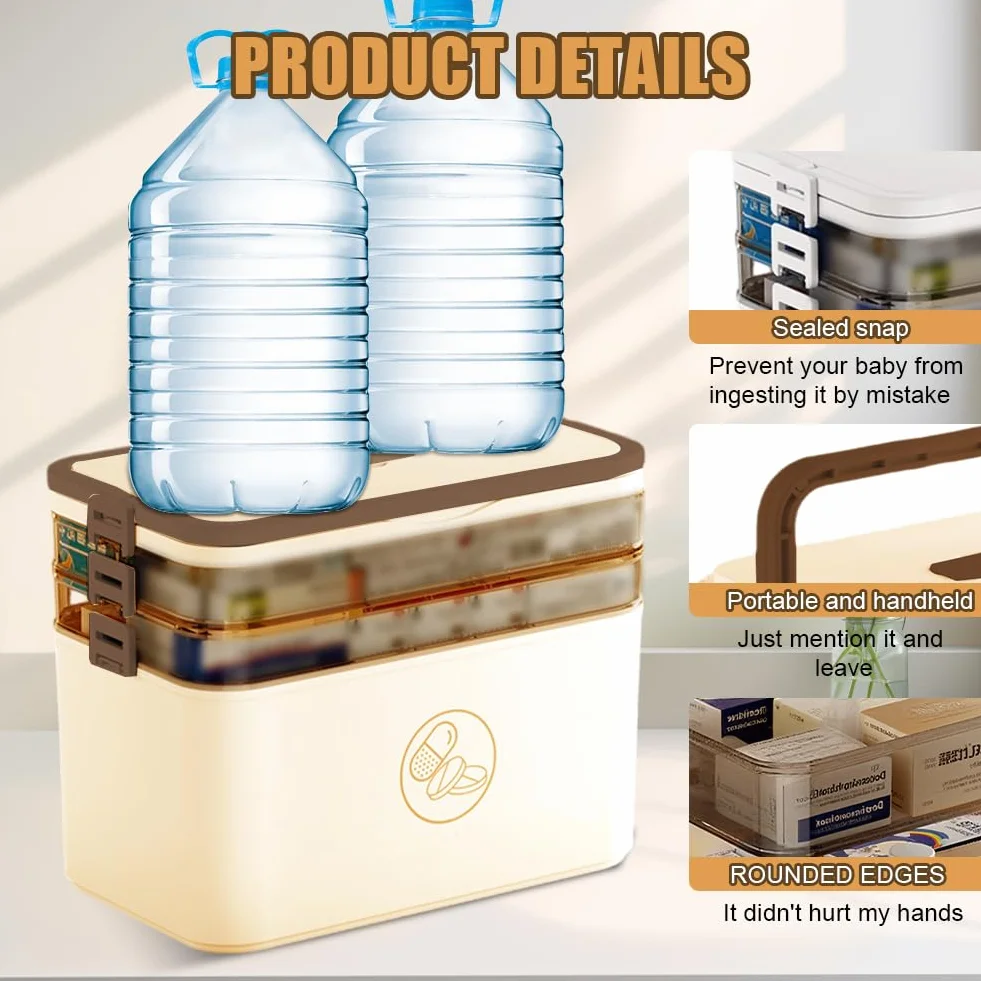 Szafka na leki 3-poziomowa 30x16,5x24 cm przenośny organizer apteczki kolor kawy