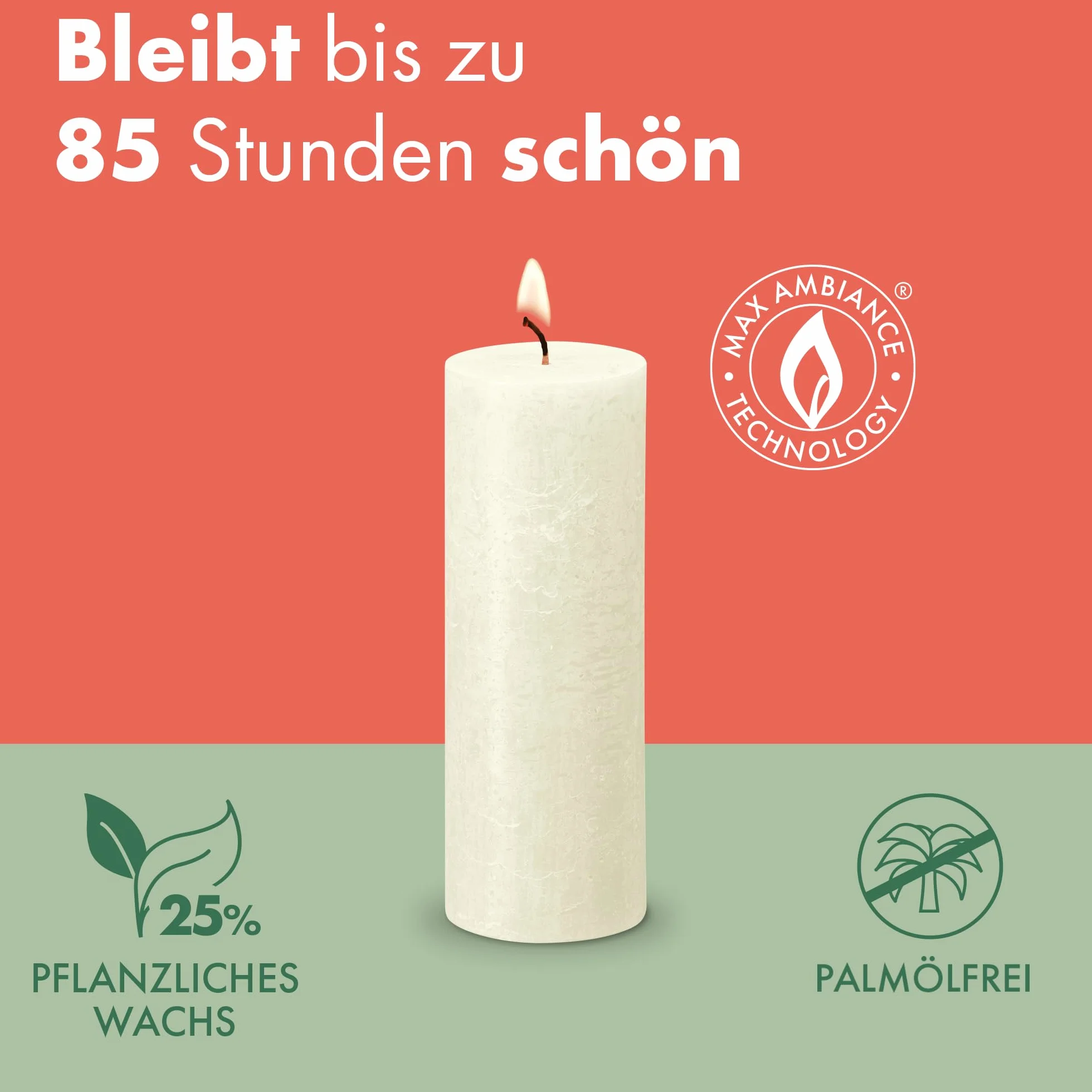 Bolsius Rustykalna świeca filarowa, ciemnoczerwona, 4 sztuki, długi czas palenia 85 godzin, świeca domowa, dekoracja wnętrz, bezzapachowa, naturalny wegański wosk, bez oleju palmowego, 19 x 7 cm