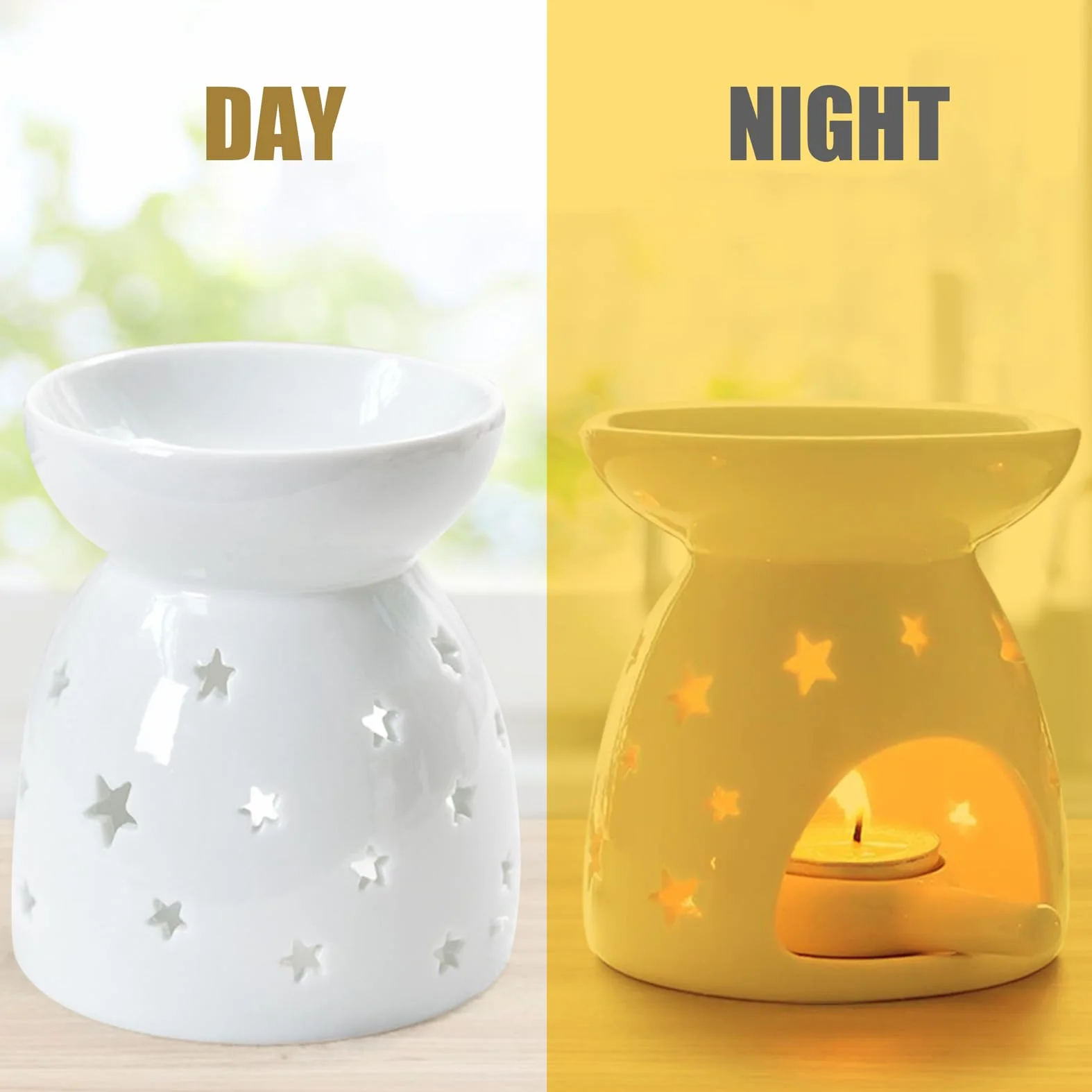 Ceramiczna lampa zapachowa do olejków eterycznych z łyżeczką do świec