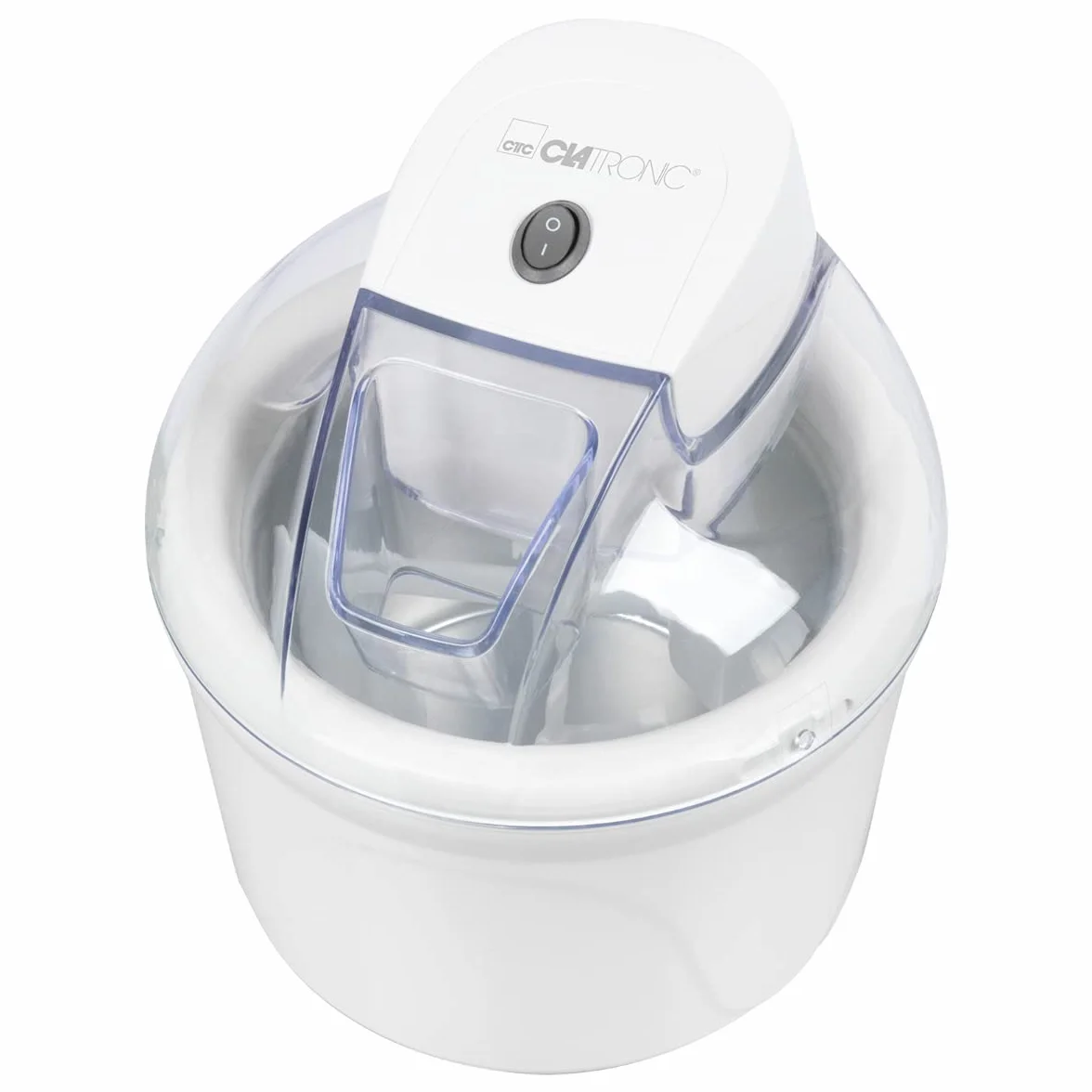Clatronic Maszyna do robienia lodów ICM 3764, nadaje się do przygotowania sorbetu, lodów i mrożonego jogurtu, do 1500 ml lodów, biały