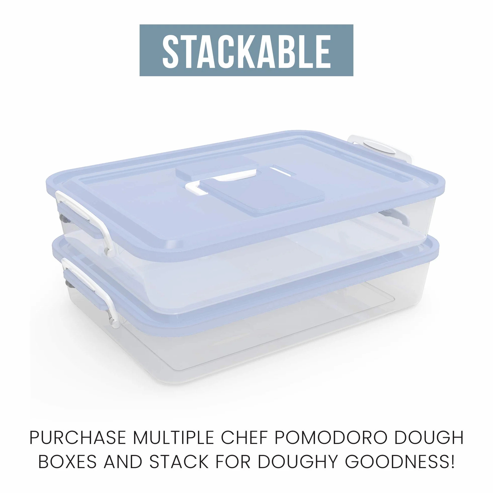 Chef Pomodoro Pojemnik na ciasto do pizzy pasuje do 4-6 kulek ciasta z uchwytem do noszenia Niebieski