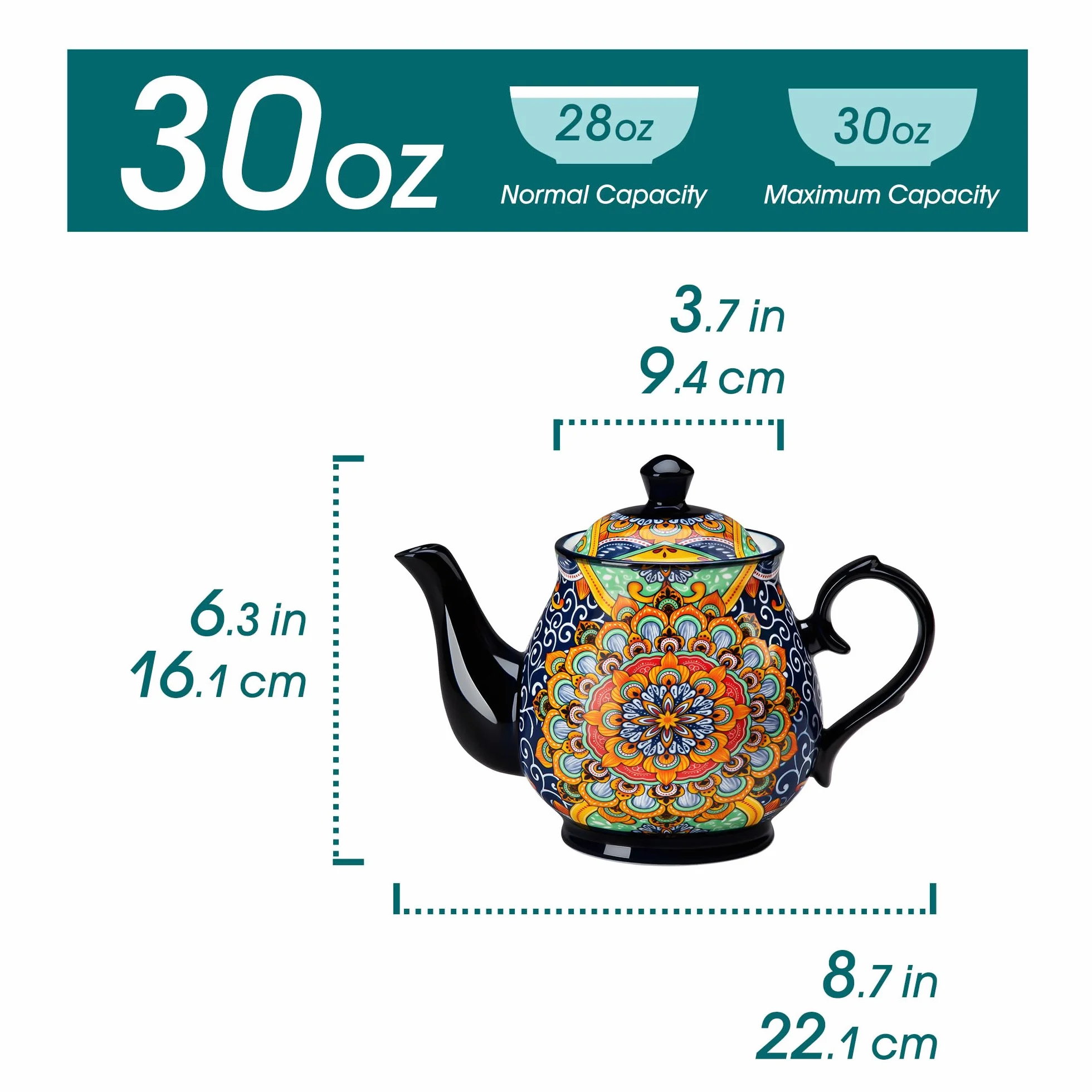 vancasso SIMI dzbanek do herbaty, 900 ml, porcelanowy dzbanek do herbaty, regał Bloom