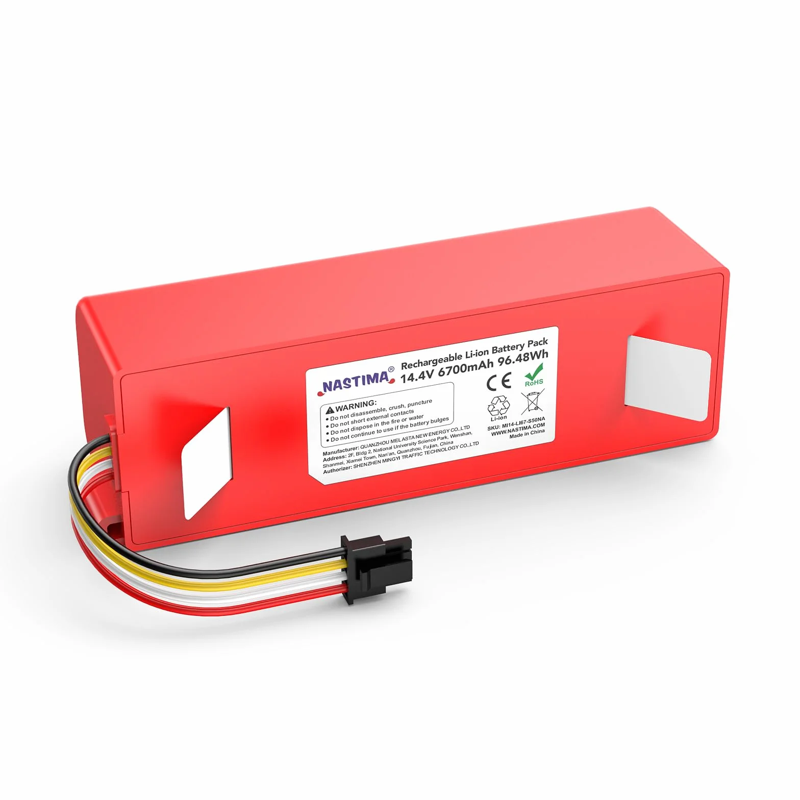 Akumulator Li-Ion 14,4V 6700mAh 96,48Wh Kompatybilny z Xiaomi Roborock S50 S51 S52 S53 S55 S502 S5 Max S6 T6 61 65 Xiaowa E20 Mijia 1. i 2. generacji Zastępczy z BMS