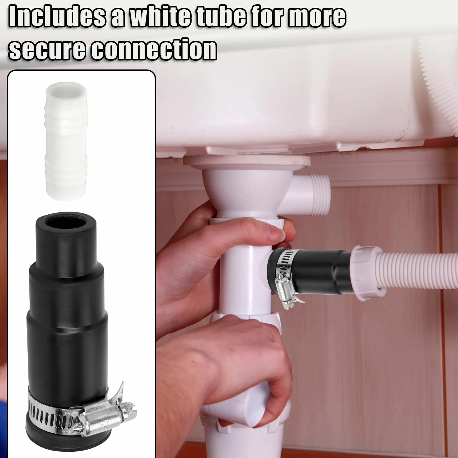 Adapter Weza Spustowego Zmywarki Kompatybilny z Insinkerator Pojemnikiem na Smieci, Zestawem Zlacza do Zmywarki Zawiera 1 Zlacze Wlotowe 1 Zacisk Weza i 3 Zaciski Sprezynowe