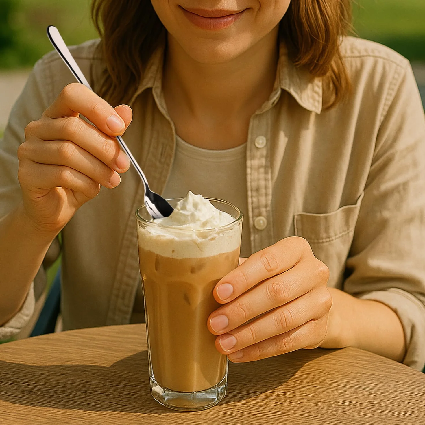 com-four® 12x Lyzeczki do latte macchiato ze stali nierdzewnej - Lyzki barowe - Dlugie lyzki do drinków - Dlugie lyzeczki do kawy - Lyzki do lodów (12 sztuk - Lyzeczki Latte Macchiato 20,5 cm)
