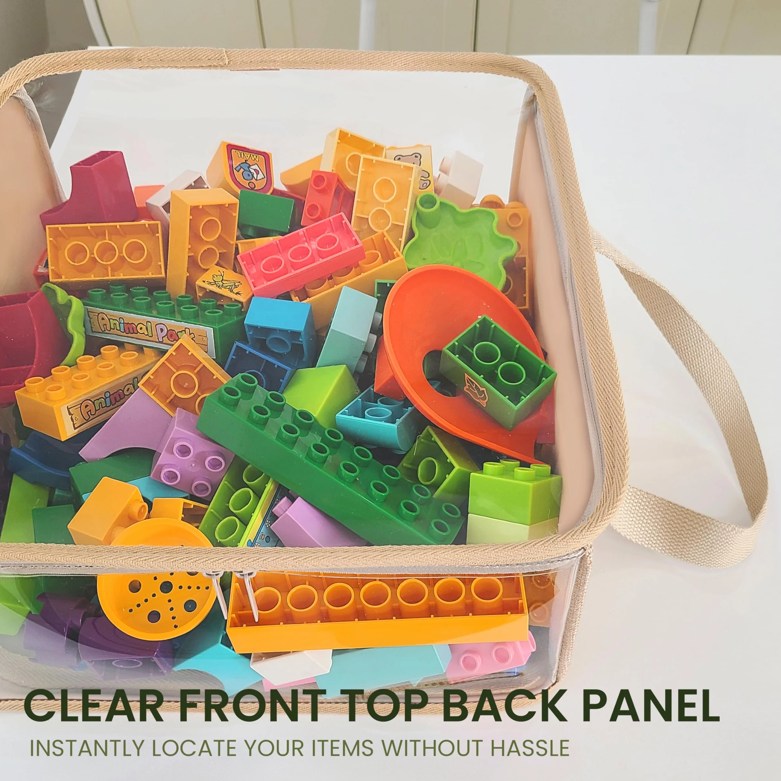 Holay 2-pak Składanych Pudełek PVC z Przezroczystą Pokrywą i Uchwytami 30 x 30 x 15 cm Organizer Biały