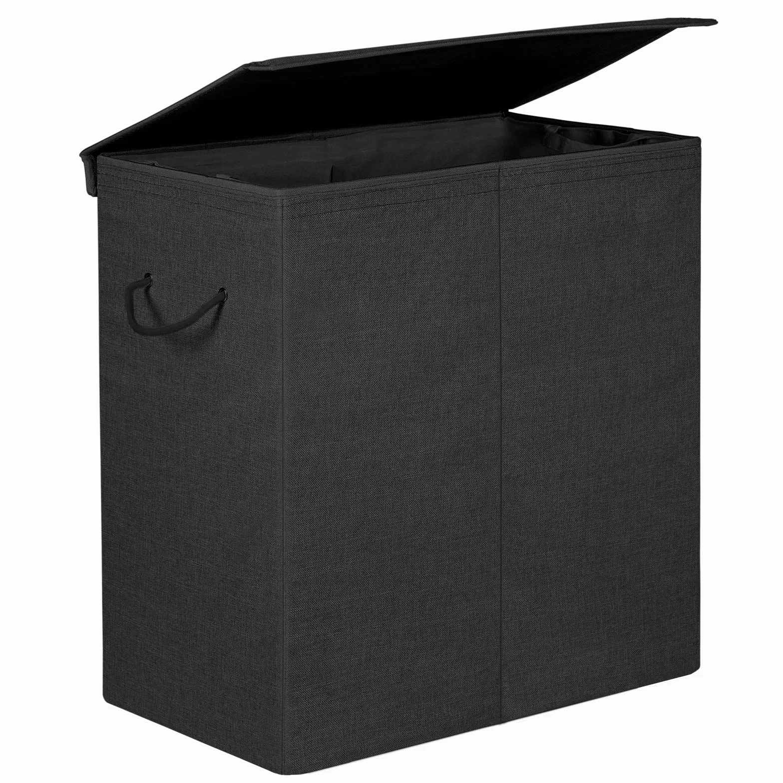 SONGMICS kosz na pranie 142 l, imitacja lnu, składany, czarny LCB02BK