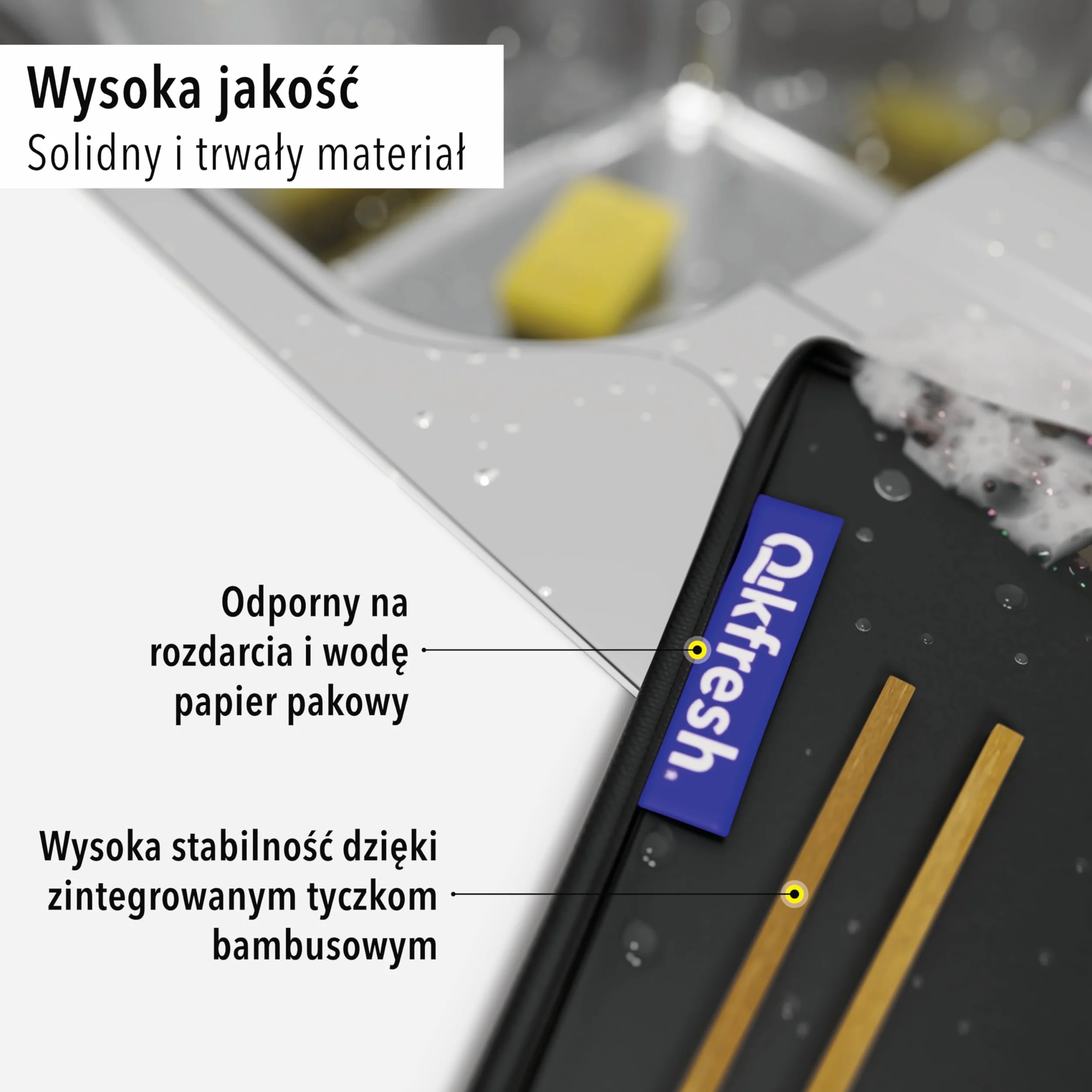 qikfresh - 3-częściowy system segregacji odpadów - Pojemniki do recyklingu szkła, papieru, plastiku i butelek - Oszczędzający miejsce system do kuchni i domu (symbole + tekst)