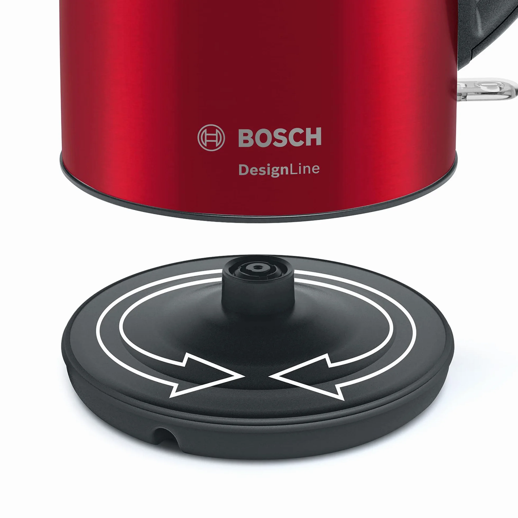 Bosch Hausgeräte TWK3P424 DesignLine Czajnik Elektryczny, 2400 W, 1,7 L, Czerwony/Szary