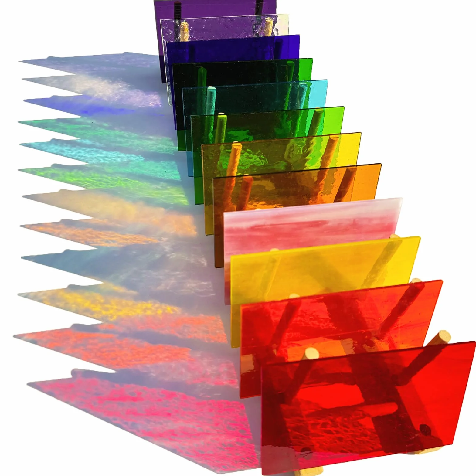 ILLUCKAI 12 arkuszy tęczowego przezroczystego witrażu, 10 x 15 cm, materiały witrażowe, opalizujące szkło artystyczne do projektów witrażowych i tworzenia mozaiki
