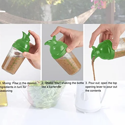 200 Ml Shaker do Sałatek Słoik do Sałatek Szczelny Mikser do Sałatek z Pokrywką do Kuchni(Zielony)