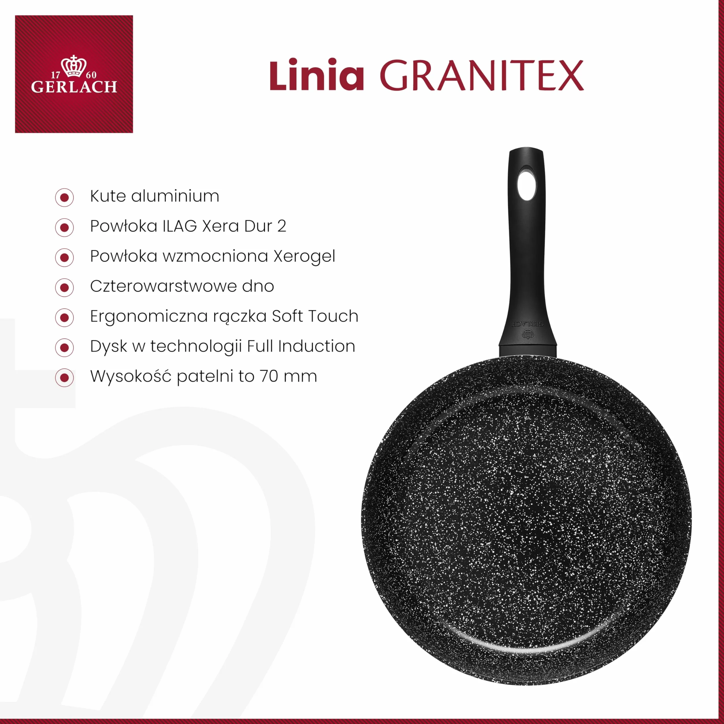 Gerlach Granitex Głęboka Patelnia Ceramiczna 28 cm Indukcja