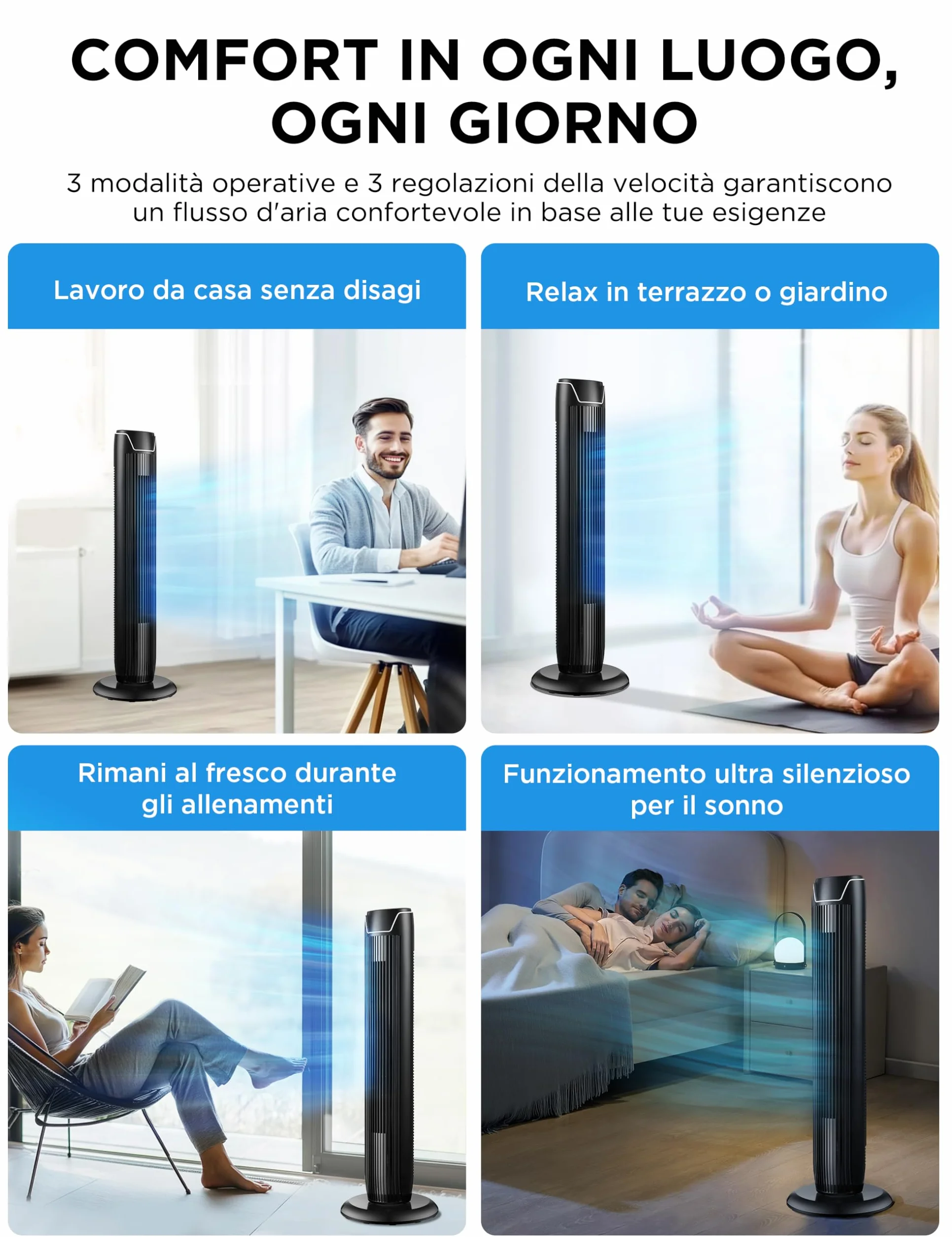 Midea Fz10-17Jr Wentylator, Czarny, 92 cm