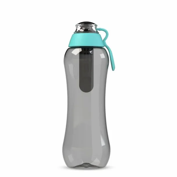DAFI Butelka filtrująca Soft 500 ml Czarno Miętowa - Wymienny filtr węglowy - Bez BPA, Usuwa smak i zapach chloru - Idealna do szkoły, pracy, na siłownię - Szczelny korek, Wyprodukowana w Europie