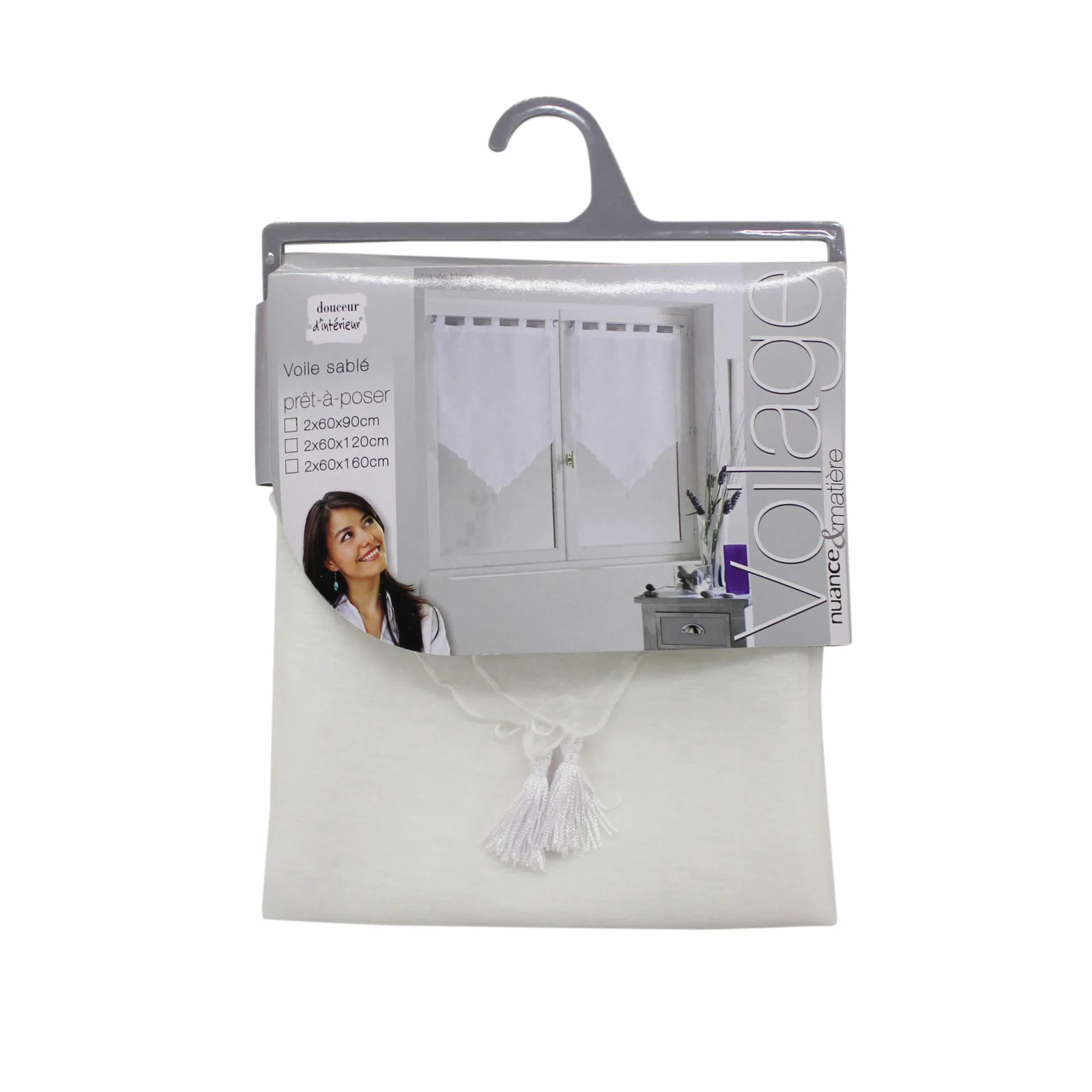 DOUCEUR D'INTERIEUR Siatka Pompon 45/90 Gładki Biały Żagiel Piaskowy 45 x 90 cm