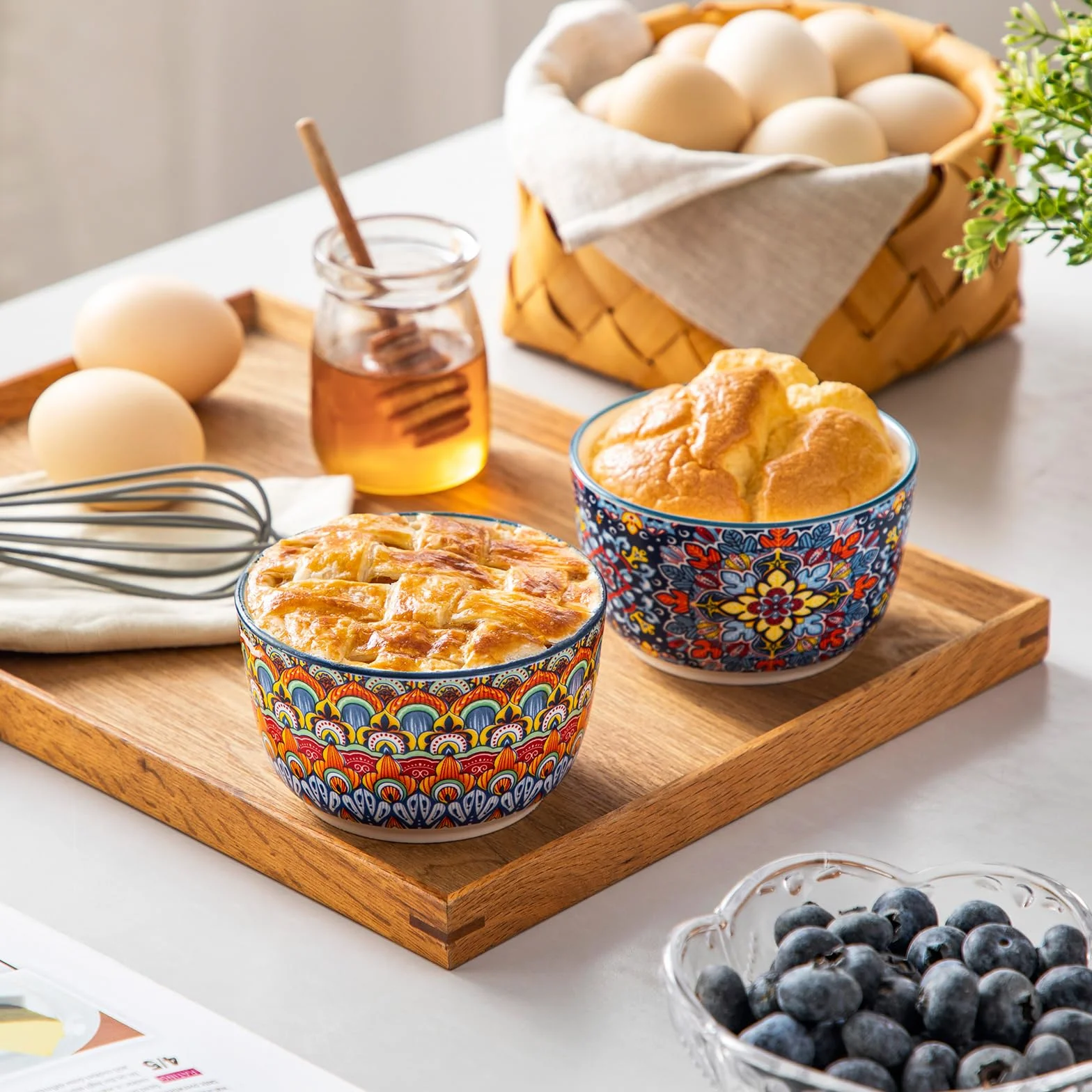 Vancasso Krem Brulee miseczki 240ml, ceramiczne foremki do sufleta, zestaw 6 odpornych na piekarnik