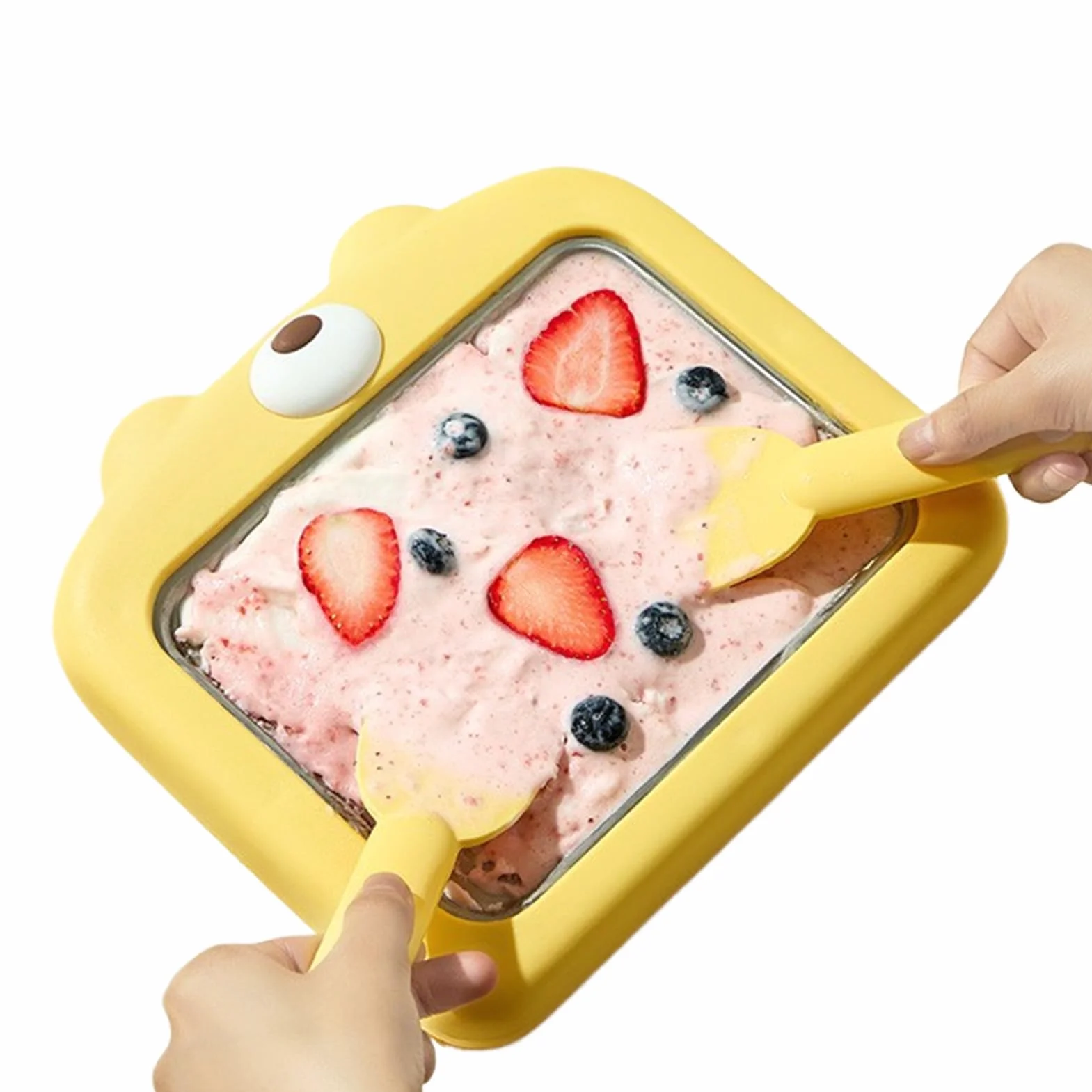 Ice Cream Roll Maker, Roller Yoghurt Maker Cold Plate with Spatulas, Non-Electric Household Cream Pan, Perfect for Child & Family Activities, Kids, Teens & Friends