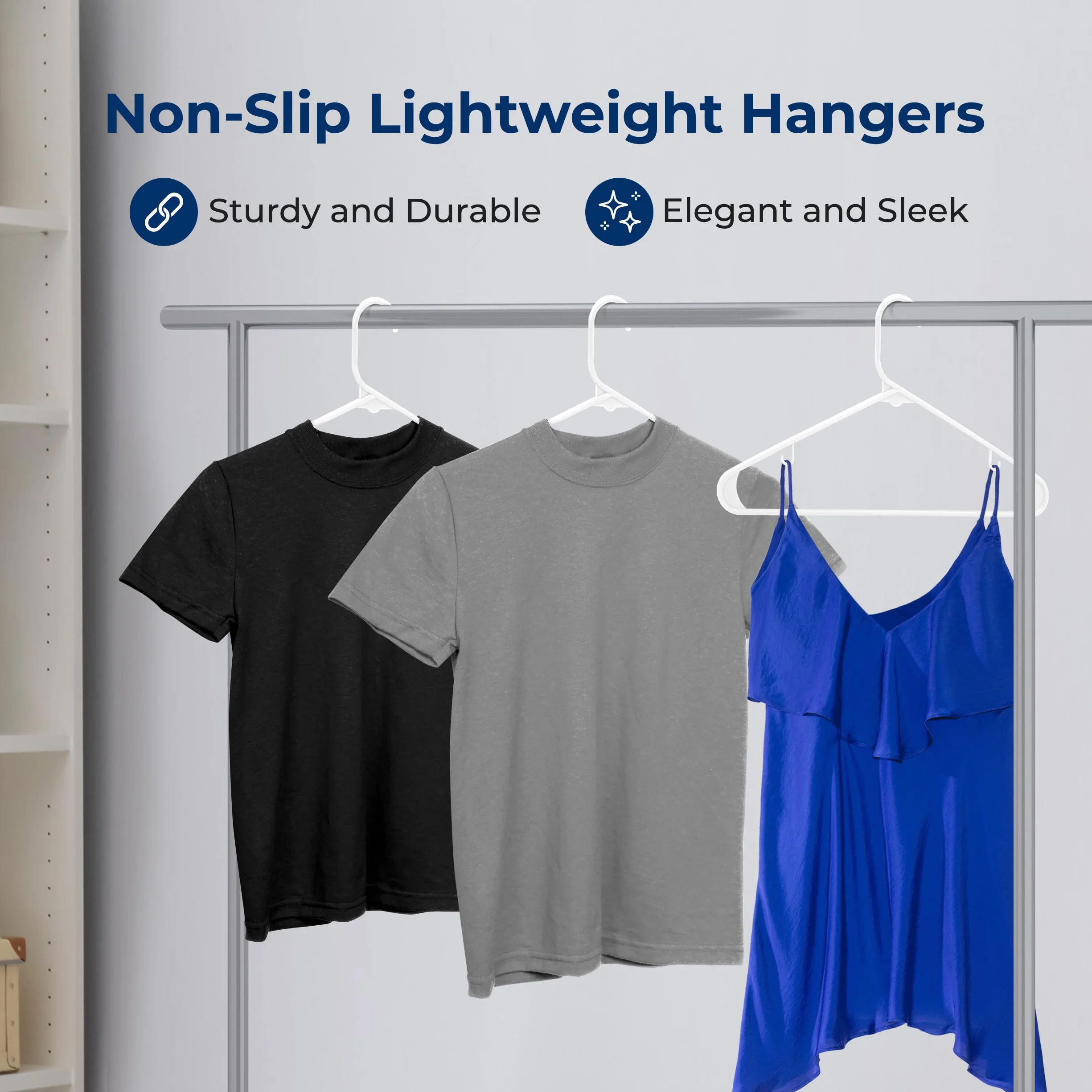 White Standard Plastic Hangers 50-Pack Heavy Duty Tubular Clothes Hanger Set