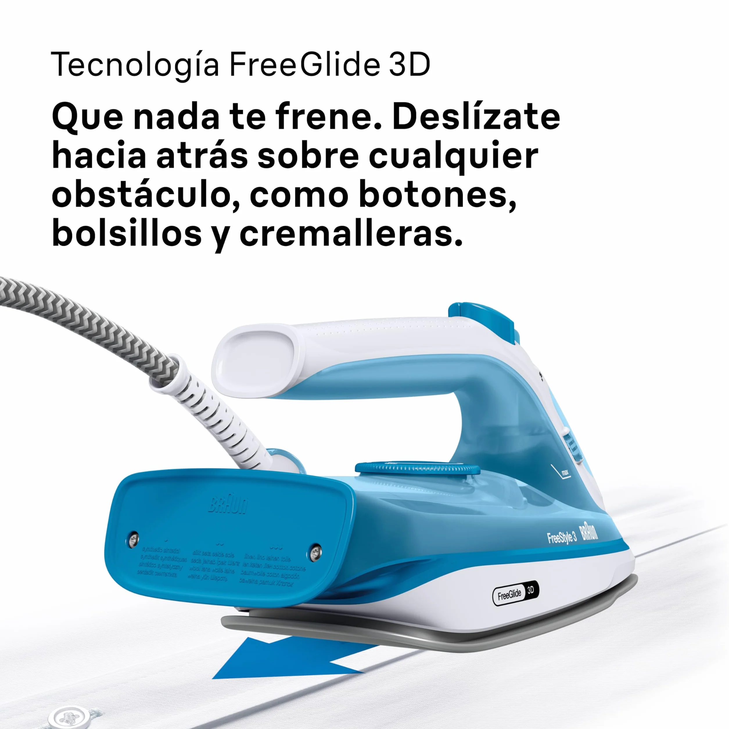 Braun FreeStyle 3 FI3144BL Żelazko parowe 2400W FreeGlide 3D SuperCeramic Niebieski