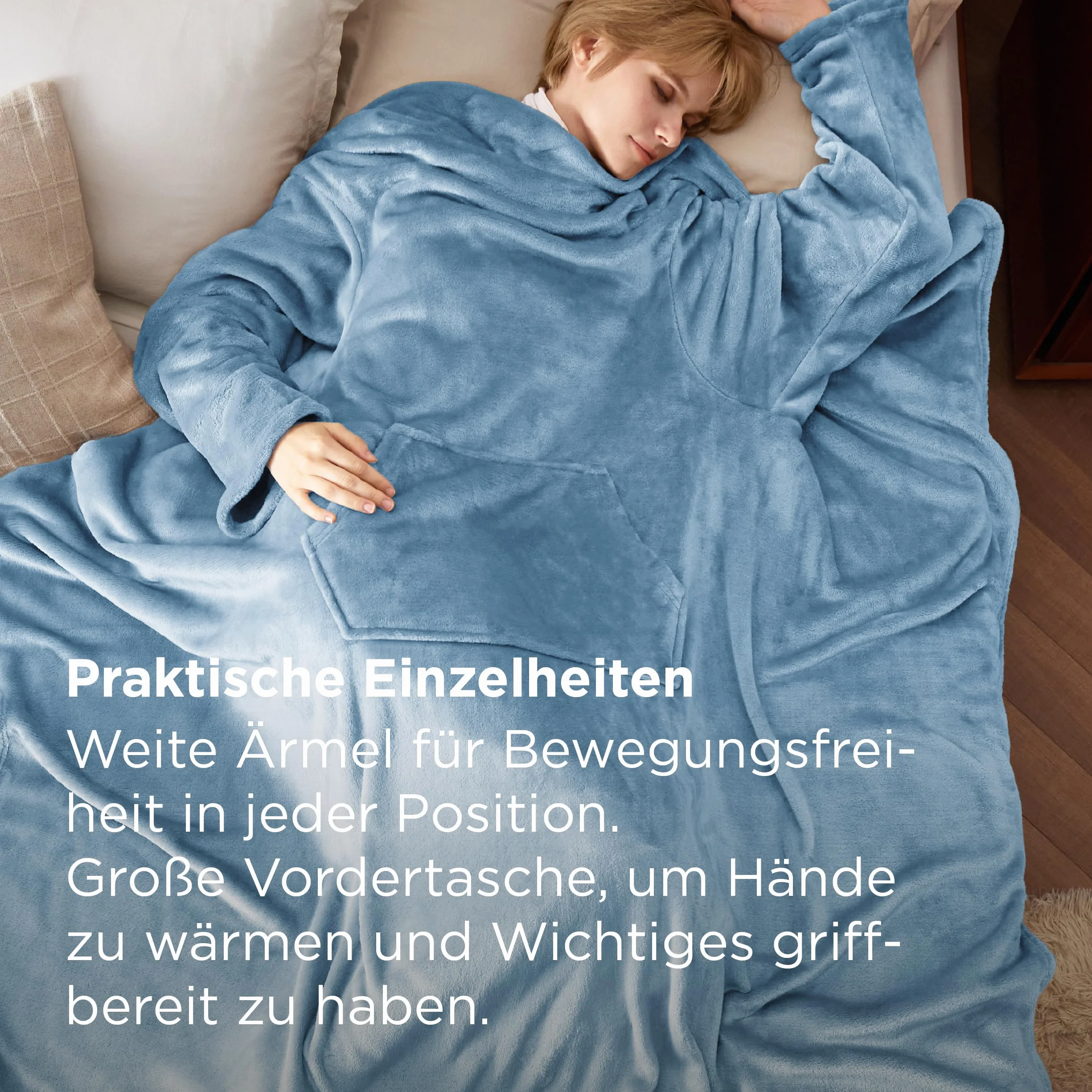 BEDSURE Koc z rękawami 150x200 cm Czerwony Christmas Red