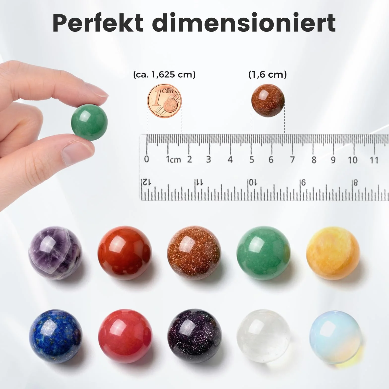 Kulki szklane kryształowe 16 mm kolorowe duże 10 sztuk dekoracja kolekcja