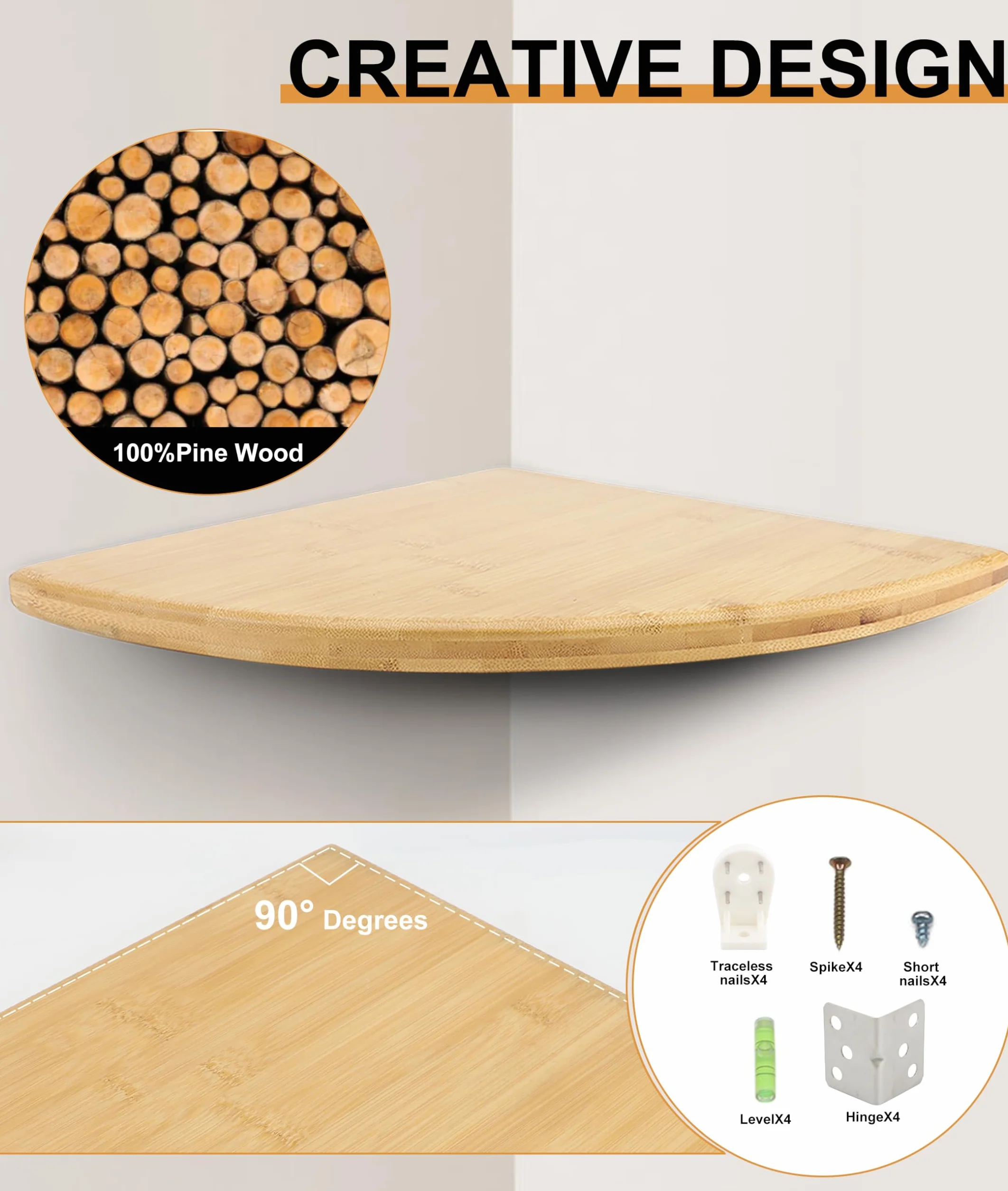 Gugxiom Drewniany regał ścienny 30 cm nowoczesny minimalistyczny
