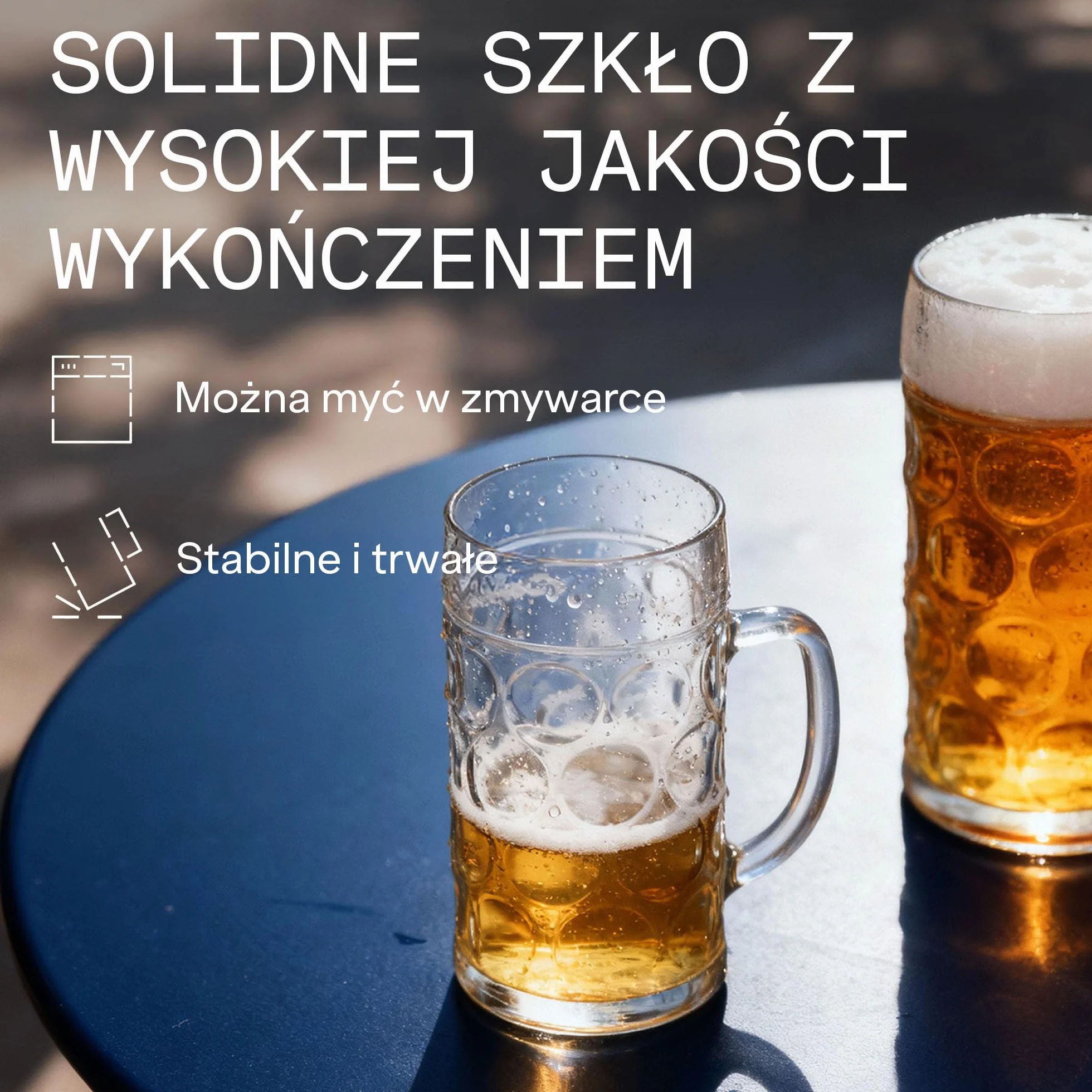 Niemiecki kufel do piwa 126,5 ml z linią na 1 l, 6 sztuk