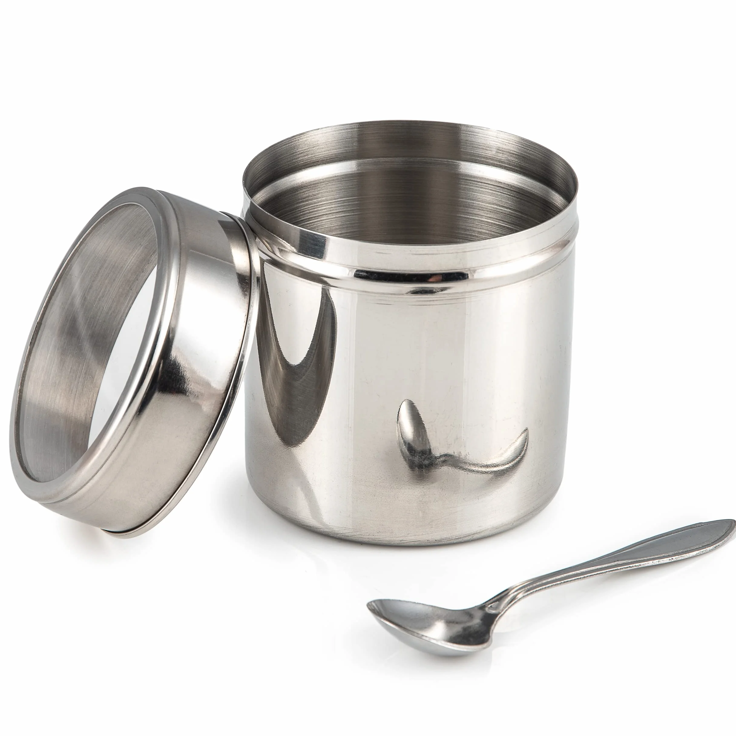 Indian Tiffin Masala Dabba pojemnik na przyprawy hermetyczny duży 20 cm przezroczysta pokrywka