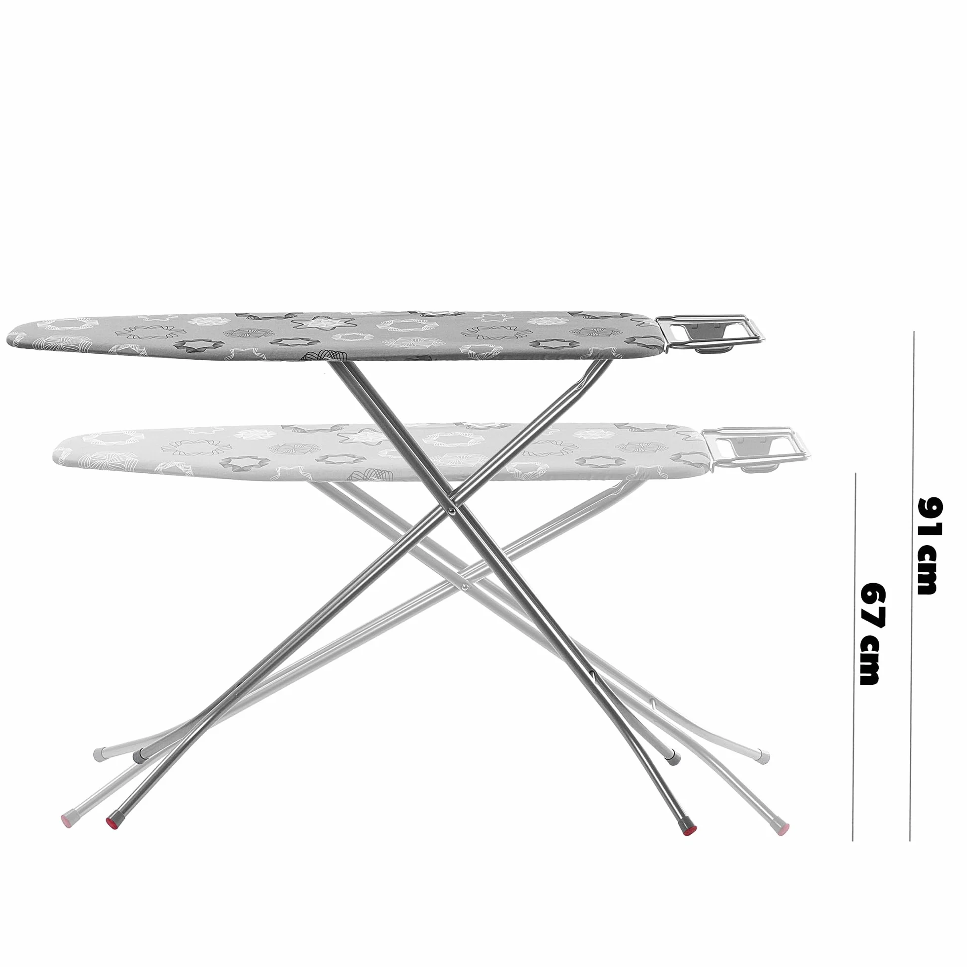 KADAX Deska do prasowania 120x38 cm, składana, z siatką metalową, regulacją wysokości, antypoślizgowymi stopkami i podstawką na żelazko, kolor szary