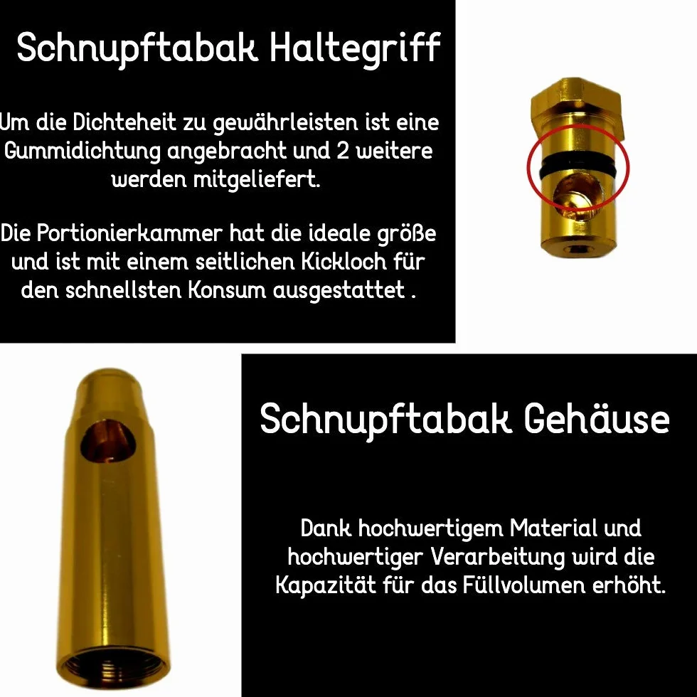 EKNA Dozownik tabaki - różne kolory - Snuff Dispenser Snorter Rocket - dozownik nosa (V1 - czarny), wykonany z materiału