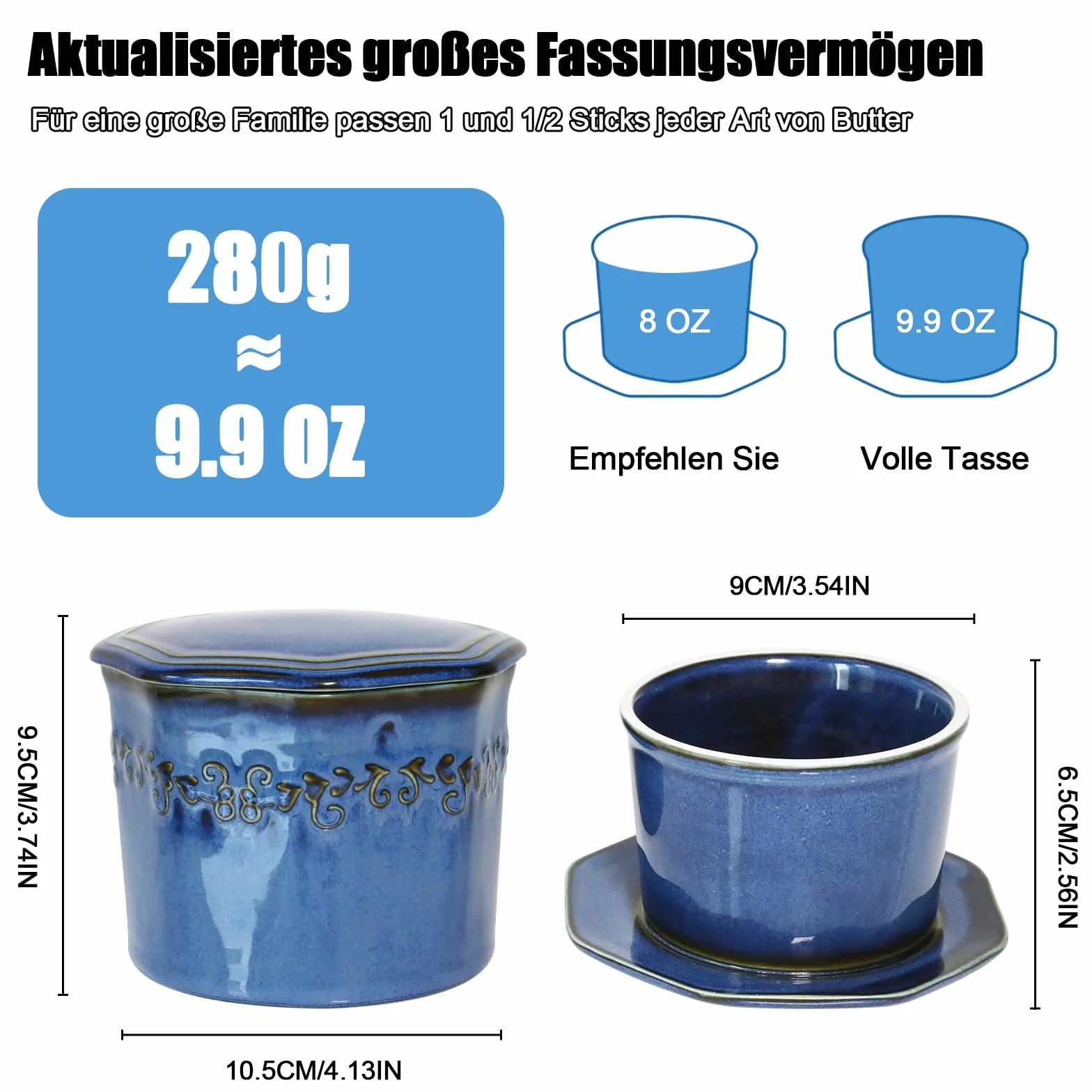 Masło ceramiczne 280g z chłodzeniem i pokrywką