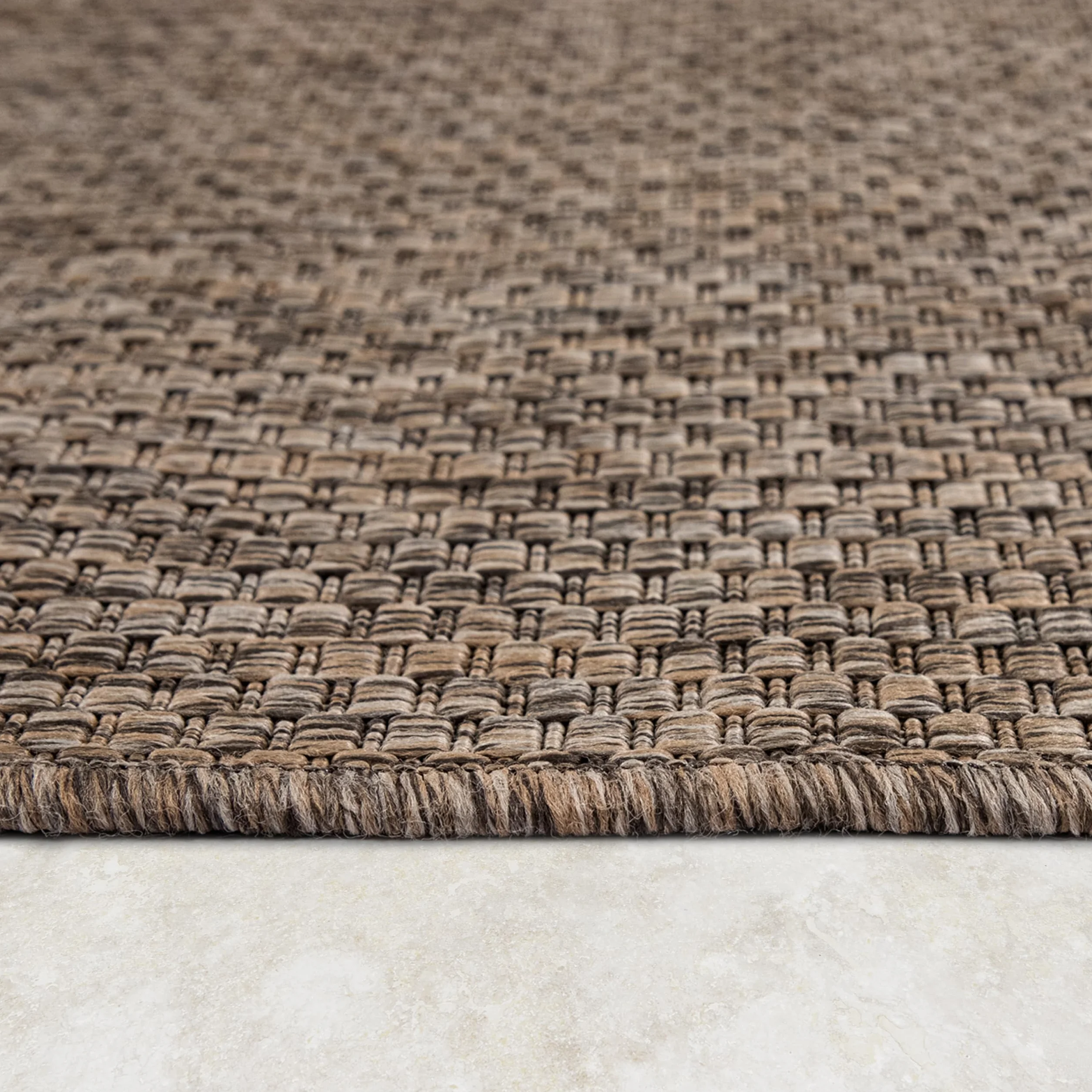 Paco Home Dywan Na Balkon I Taras Dywan Do Kuchni Jednobarwny Melan¿owy Wzór, Rozmiar:80x250 cm, Kolor: Taupe