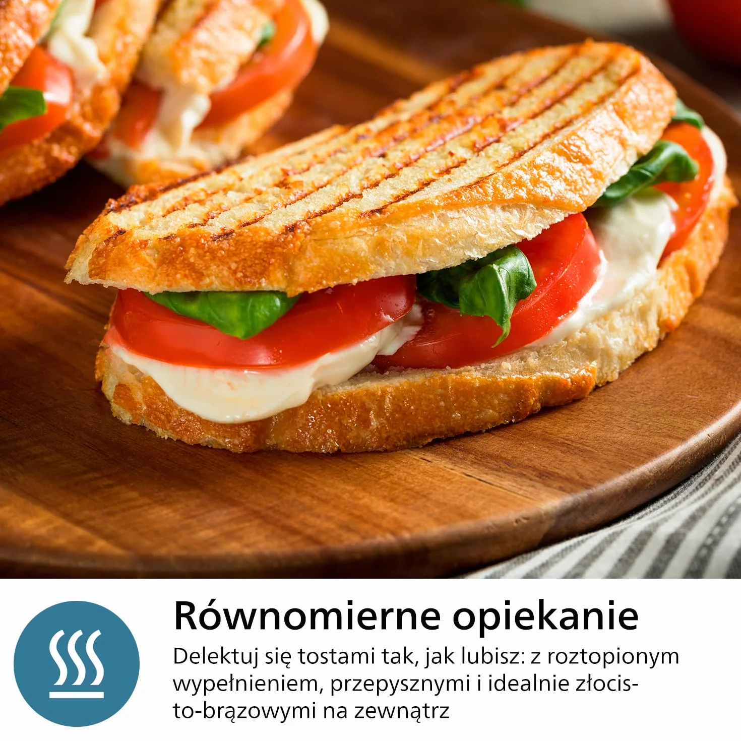 Philips Opiekacz do kanapek z serii 5000 – 3 zestawy płyt do panini, tostów i gofrów, Nieprzywierające płyty grillowe, Szczelnie zamykane płytki, Moc 750 W, Czarny (HD2350/80)