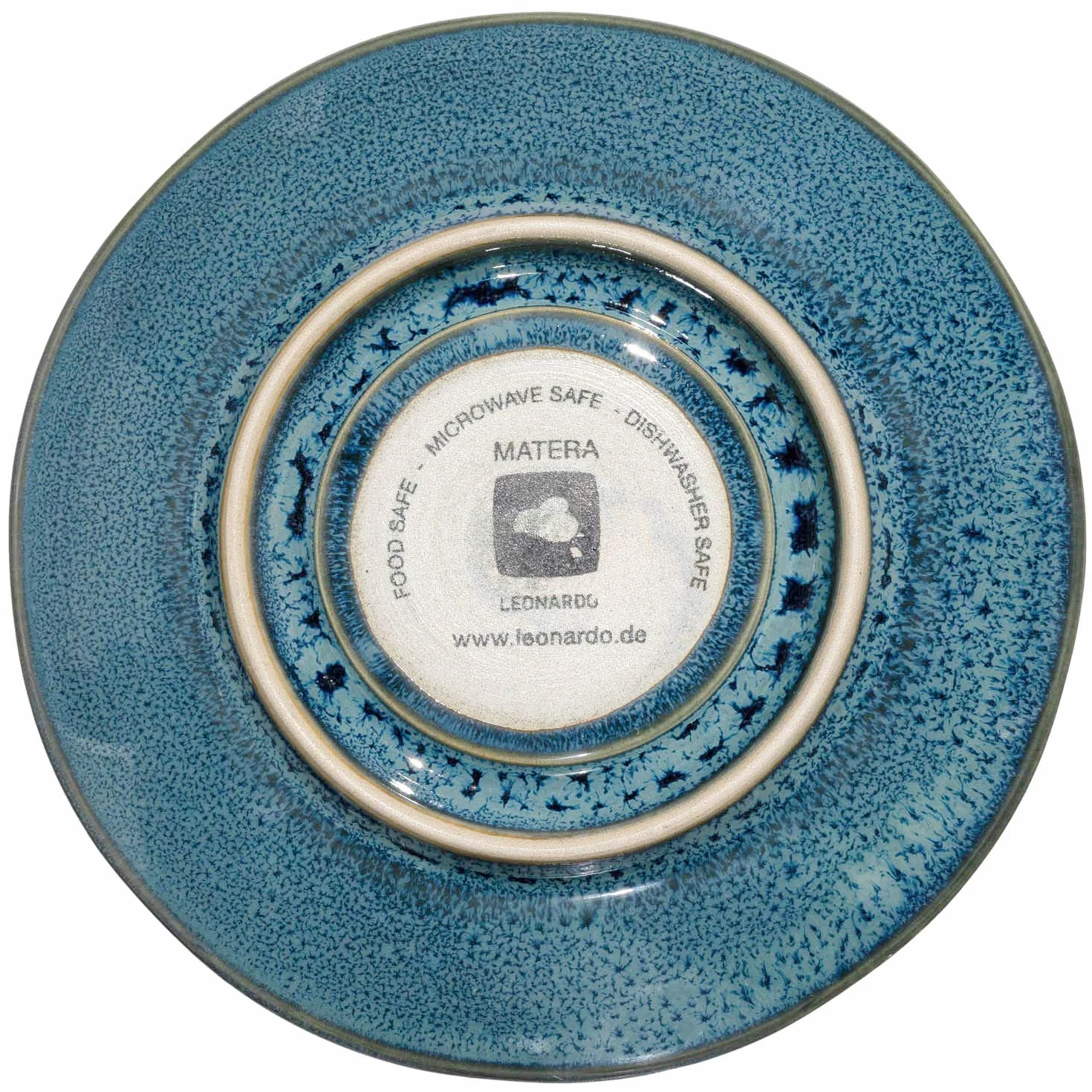 Leonardo Matera 018603 podstawki do filiżanek do espresso, 4 ceramiczne spodki, niebieskie Ø 11 cm, 018603
