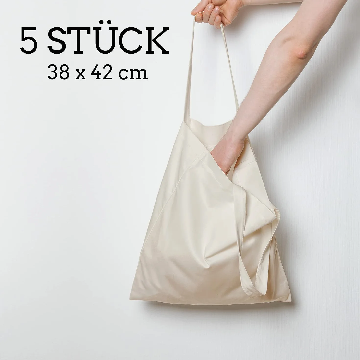 ELES VIDA® Torba Bawełniana Premium 38 x 42 cm, Certyfikat Öko-Tex®, Bez Nadruku, Wysokiej Jakości Materiałowa do Noszenia i na Zakupy, Jutowa