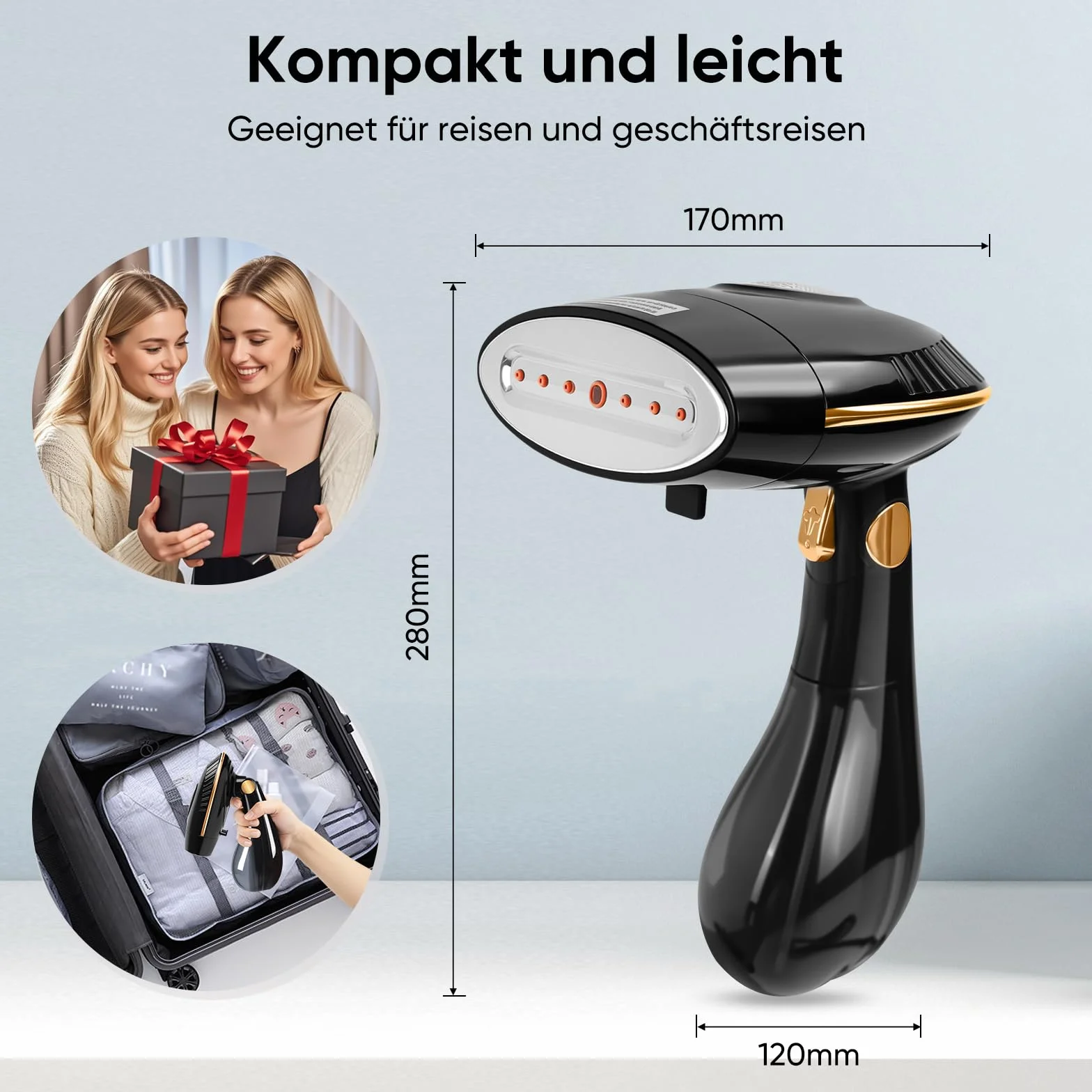 Żelazko parowe Steamer 1500 W 25 g/min składane czarne