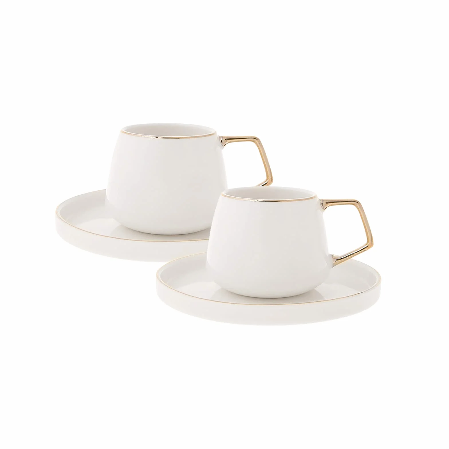 KARACA Saturn zestaw filiżanek do espresso 85 ml ze złotym spodkiem 4 sztuki
