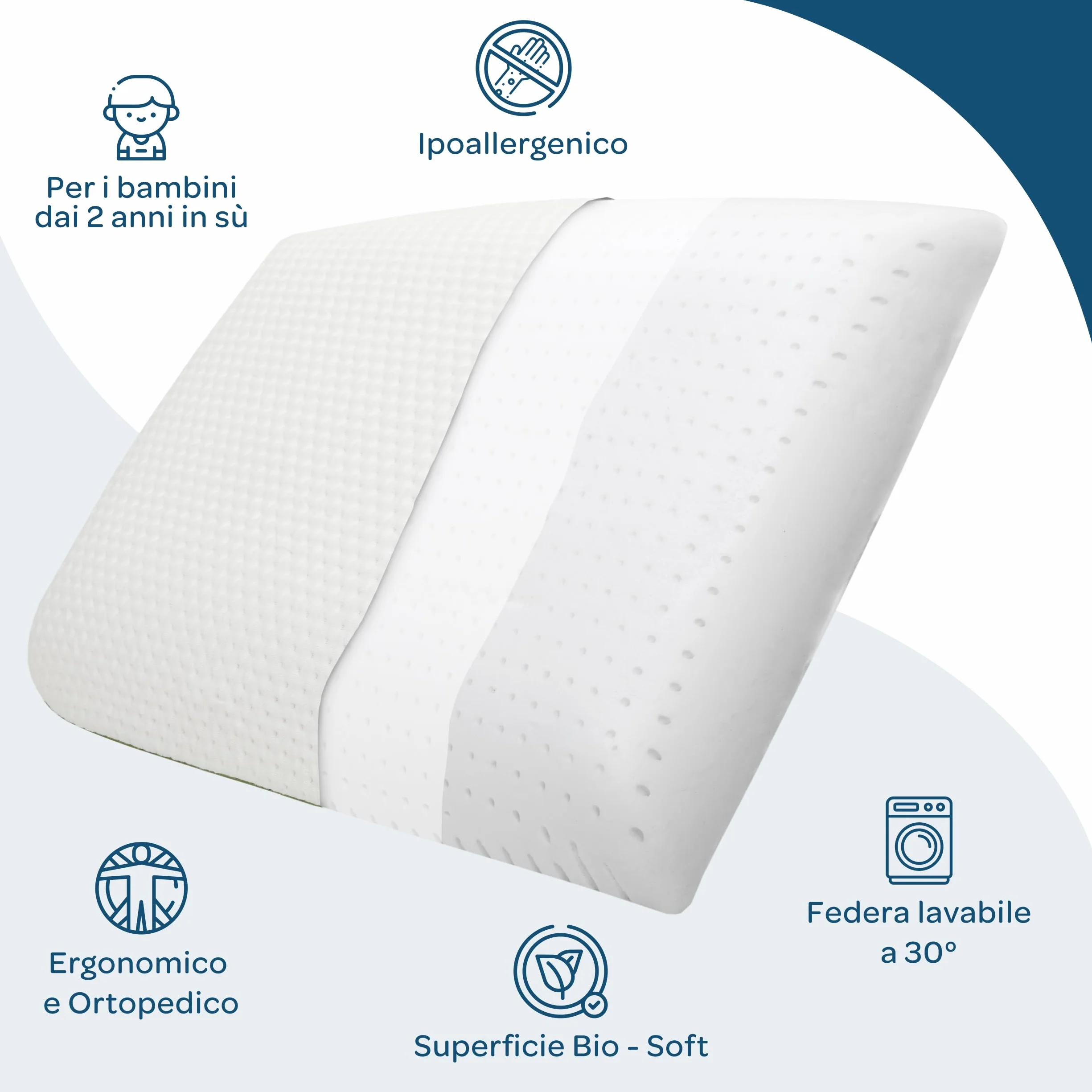 DolciSogni Ergonomiczna poduszka memory 60 x 40 x 6 z włóknem Tencel OEKO-TEX