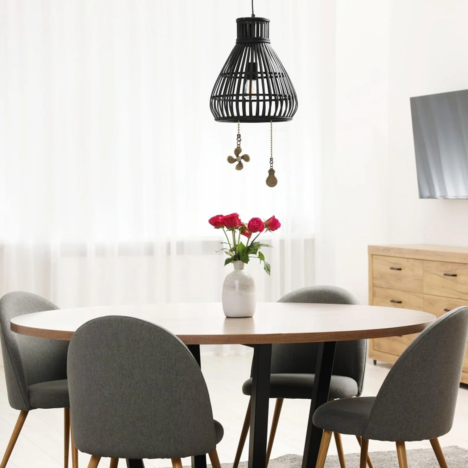 Łańcuszek do wentylatora sufitowego 30 cm zestaw 2 sztuk brązowy