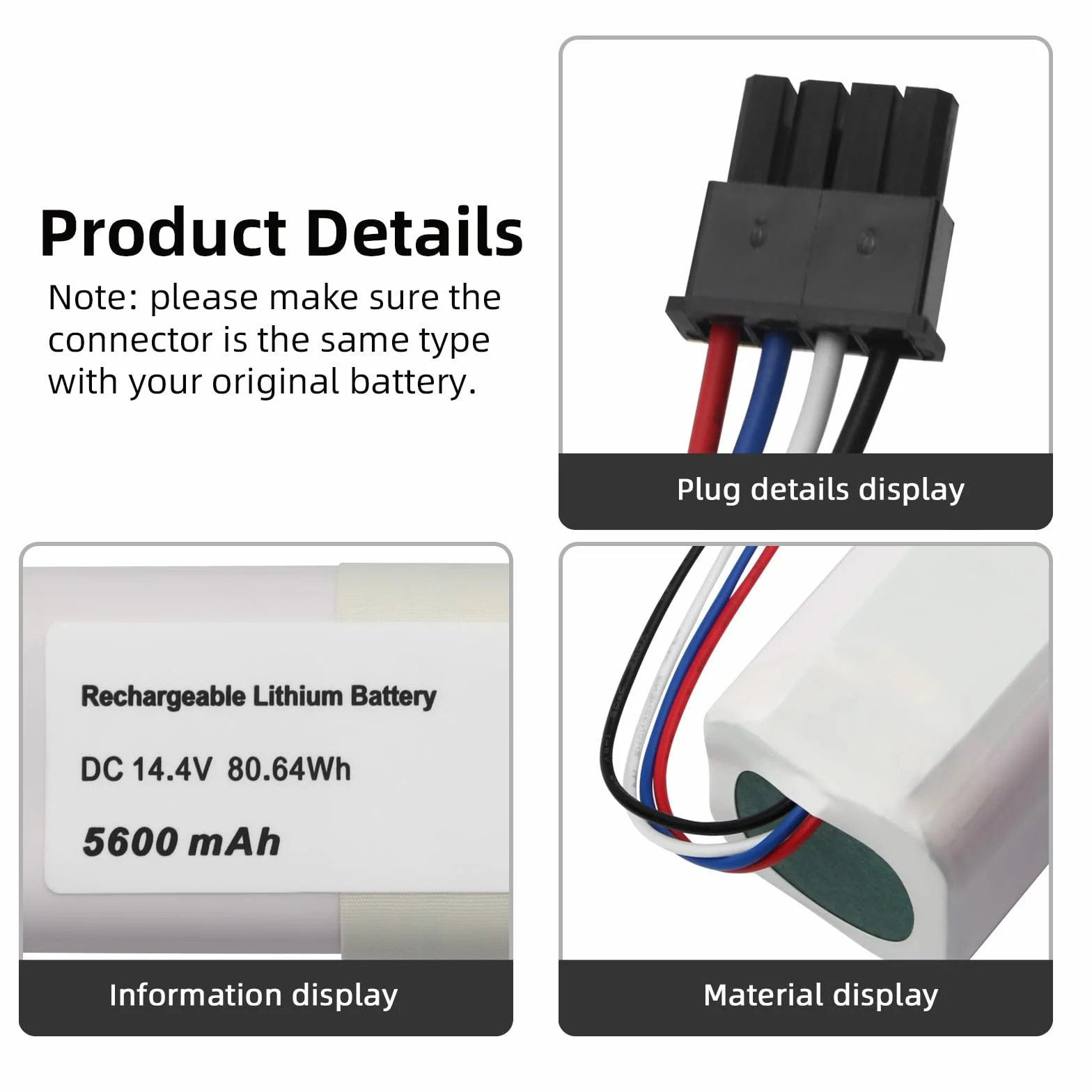 K KYUER 14.4V P2008-4S2P-MMBK Bateria do Dreame D9 F9 L10 D10 D10s L10s L10 Pro L10 Plus D10 Plus D9 Pro D9 Max Z10 Pro W10 Pro W10 RL55L RLS5-BL0 RLS5-WH0 RVS5-WH0 robot odkurzający Battery